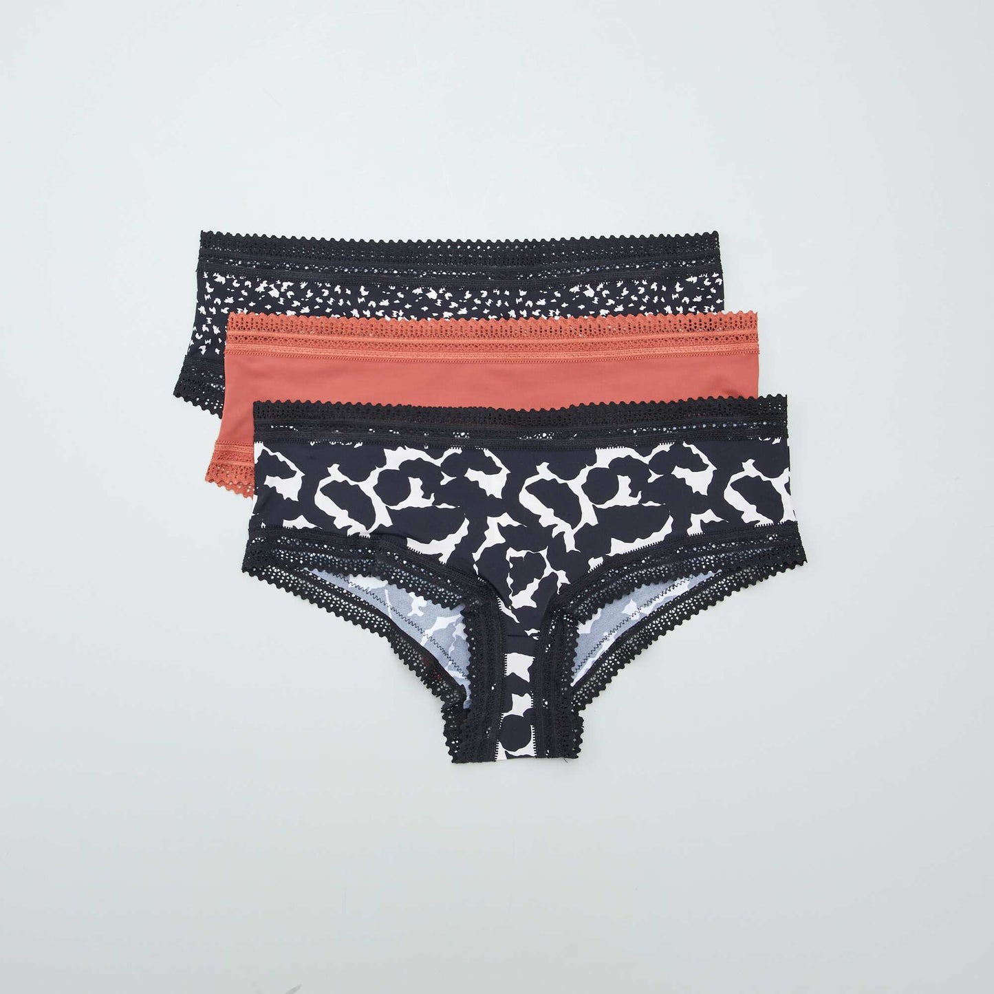 Pack de 3 culottes de microfibra estampada NEGRO