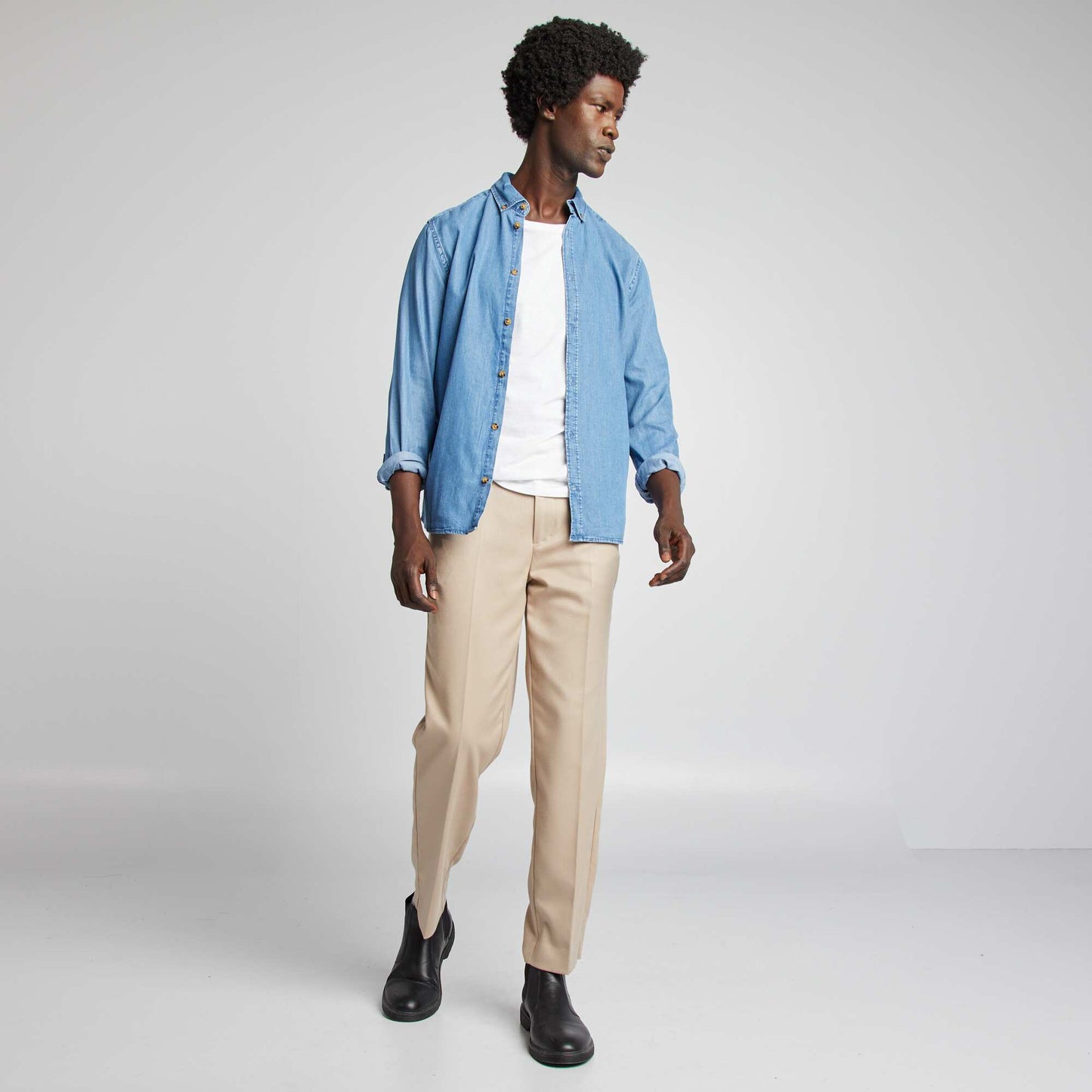 Camisa regular de lyocell AZUL