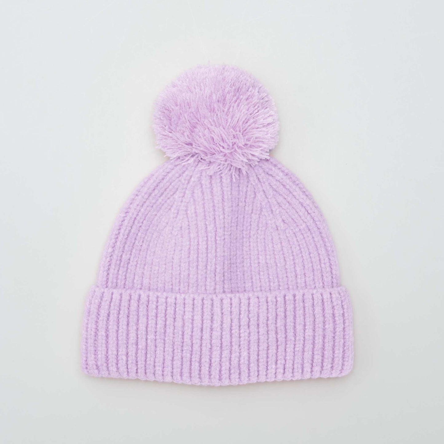Gorro de canalé con pompón PURPURA