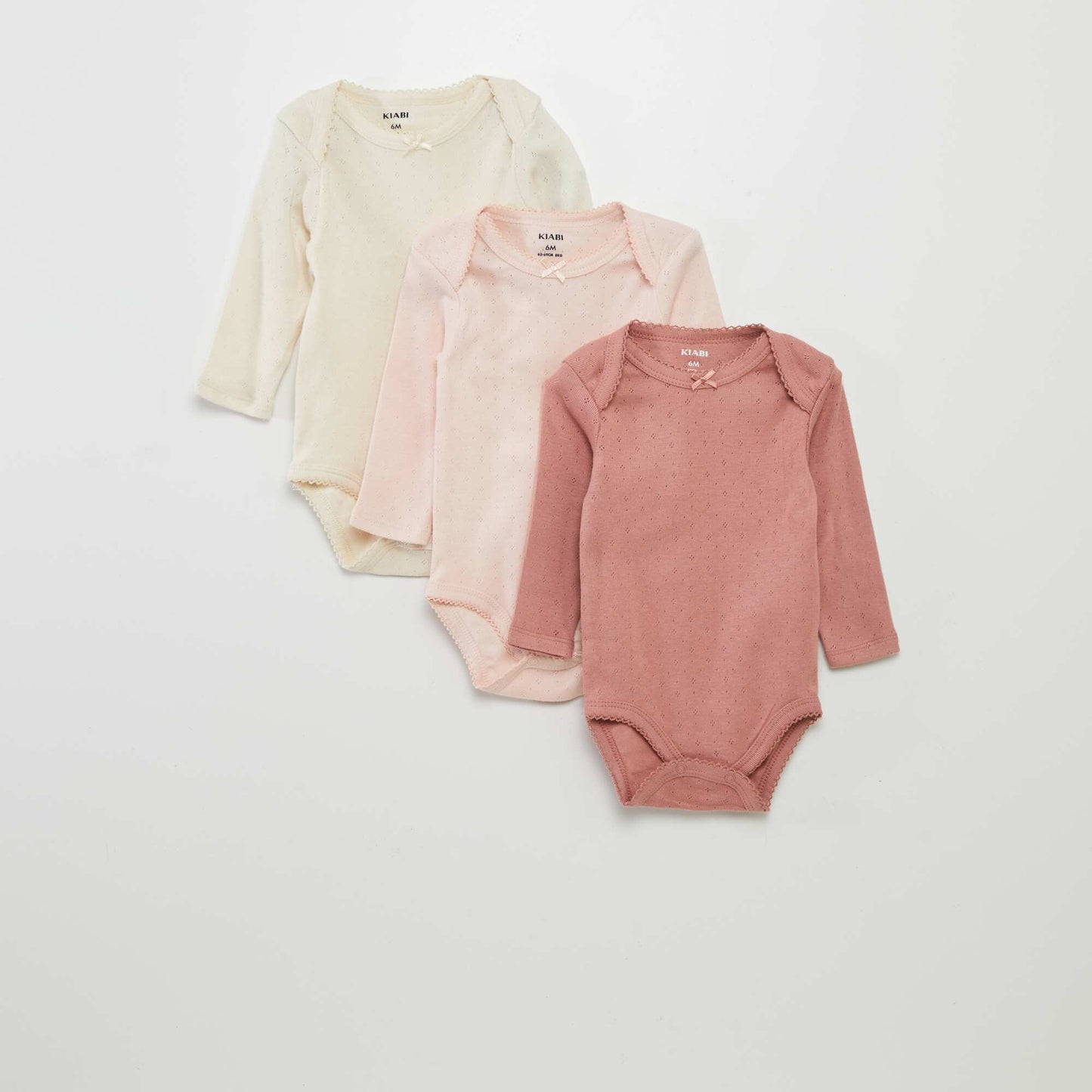 Body de manga larga con cuello americano - Pack de 3 ROSA