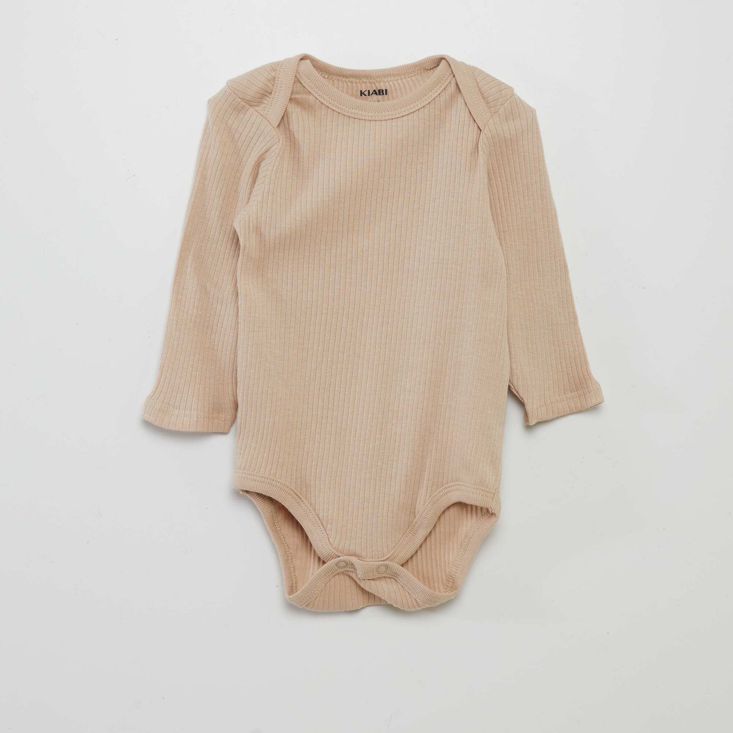 Body de manga larga con cuello americano - Pack de 3 BEIGE