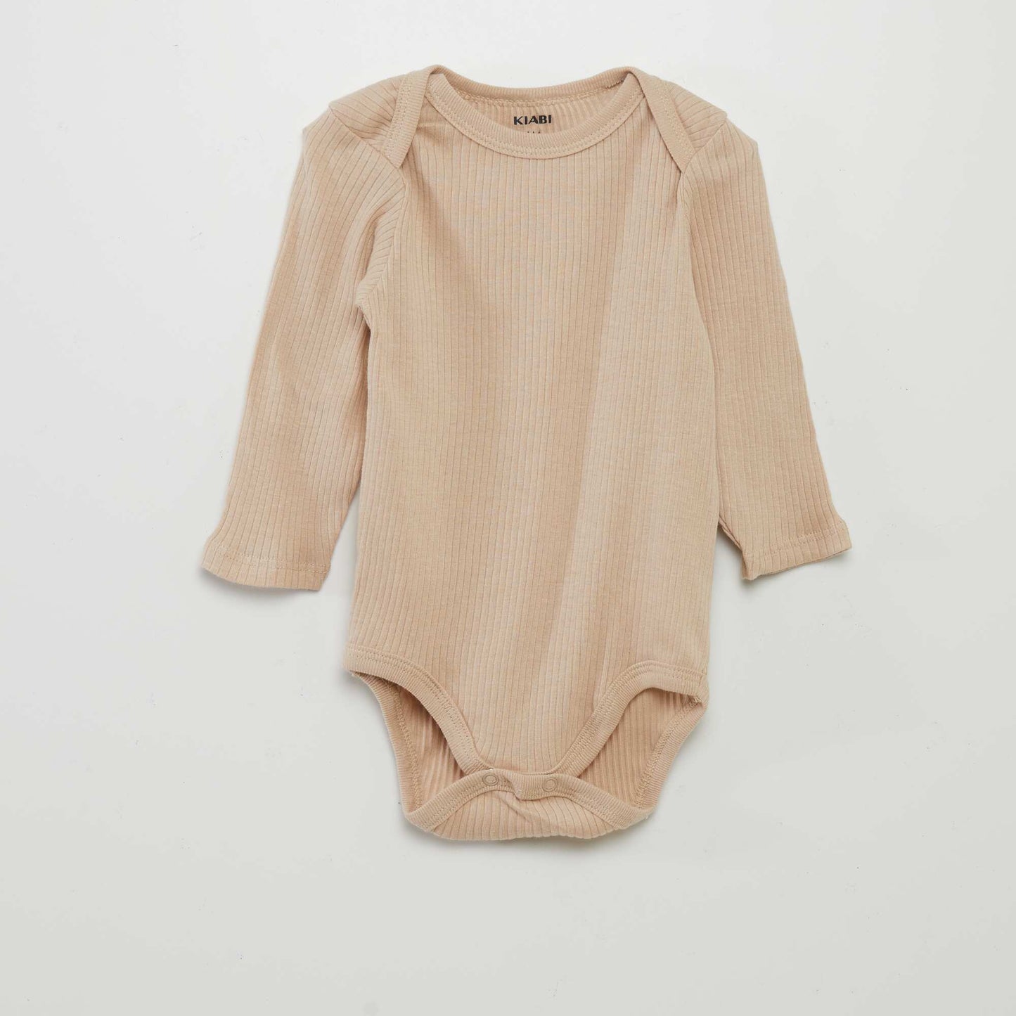 Body de manga larga con cuello americano - Pack de 3 BEIGE
