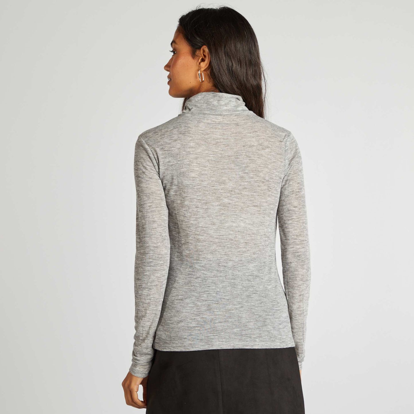 Camiseta jaspeada con cuello vuelto GRIS