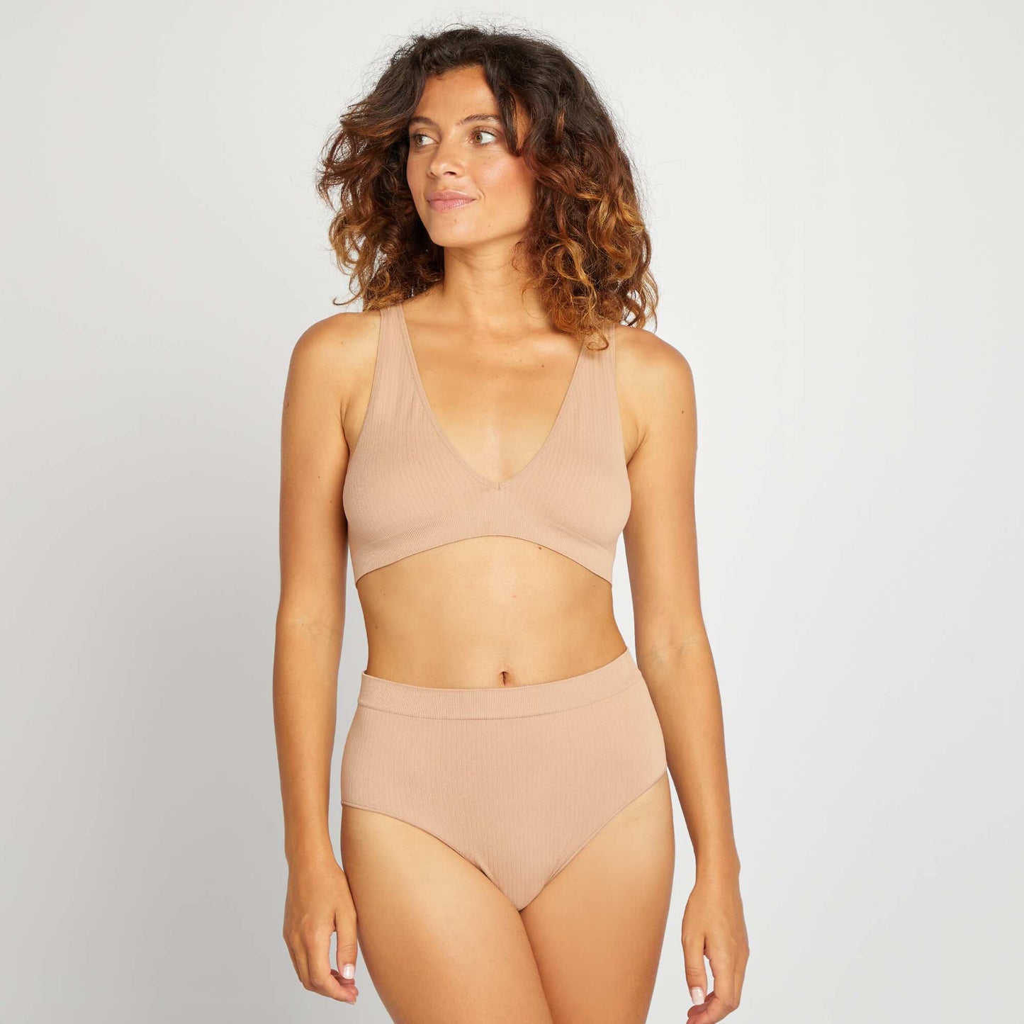 Pack de 2 braguitas altas sin costuras BEIGE