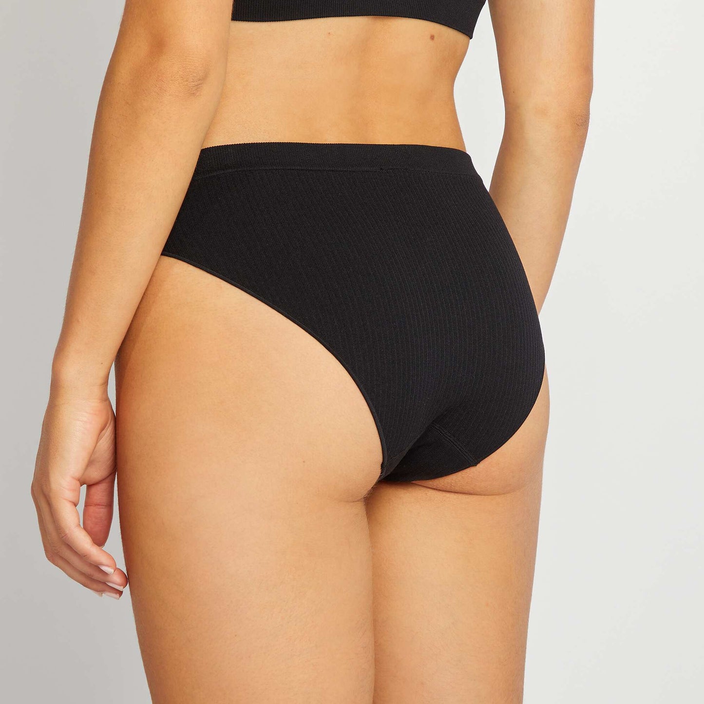 Pack de 2 braguitas braguitas de canalé sin costuras NEGRO