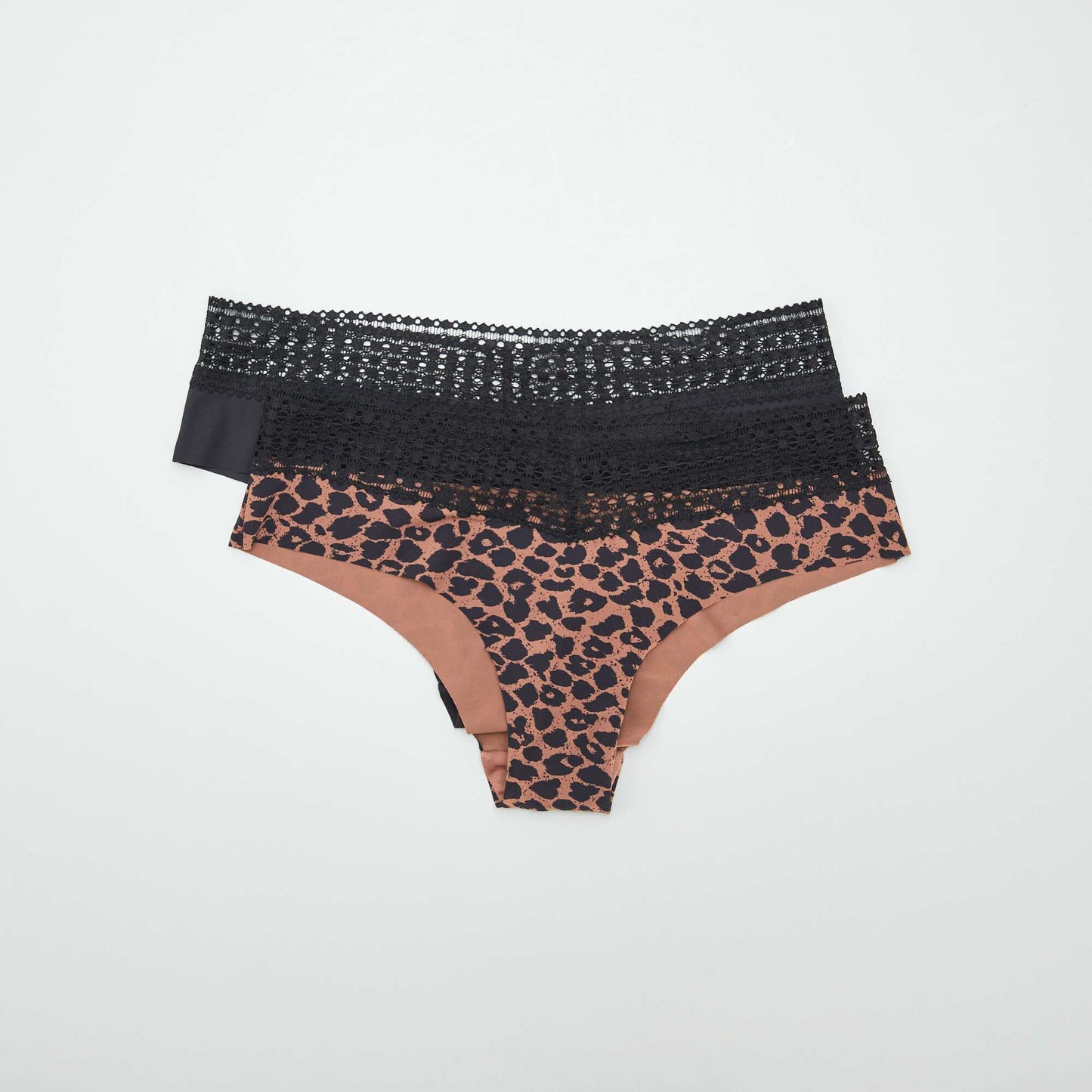 Pack de 2 culotes con encaje MARRON