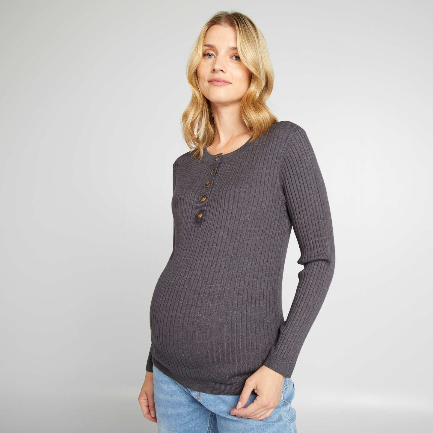 Sweater de lactancia de punto fino GRIS