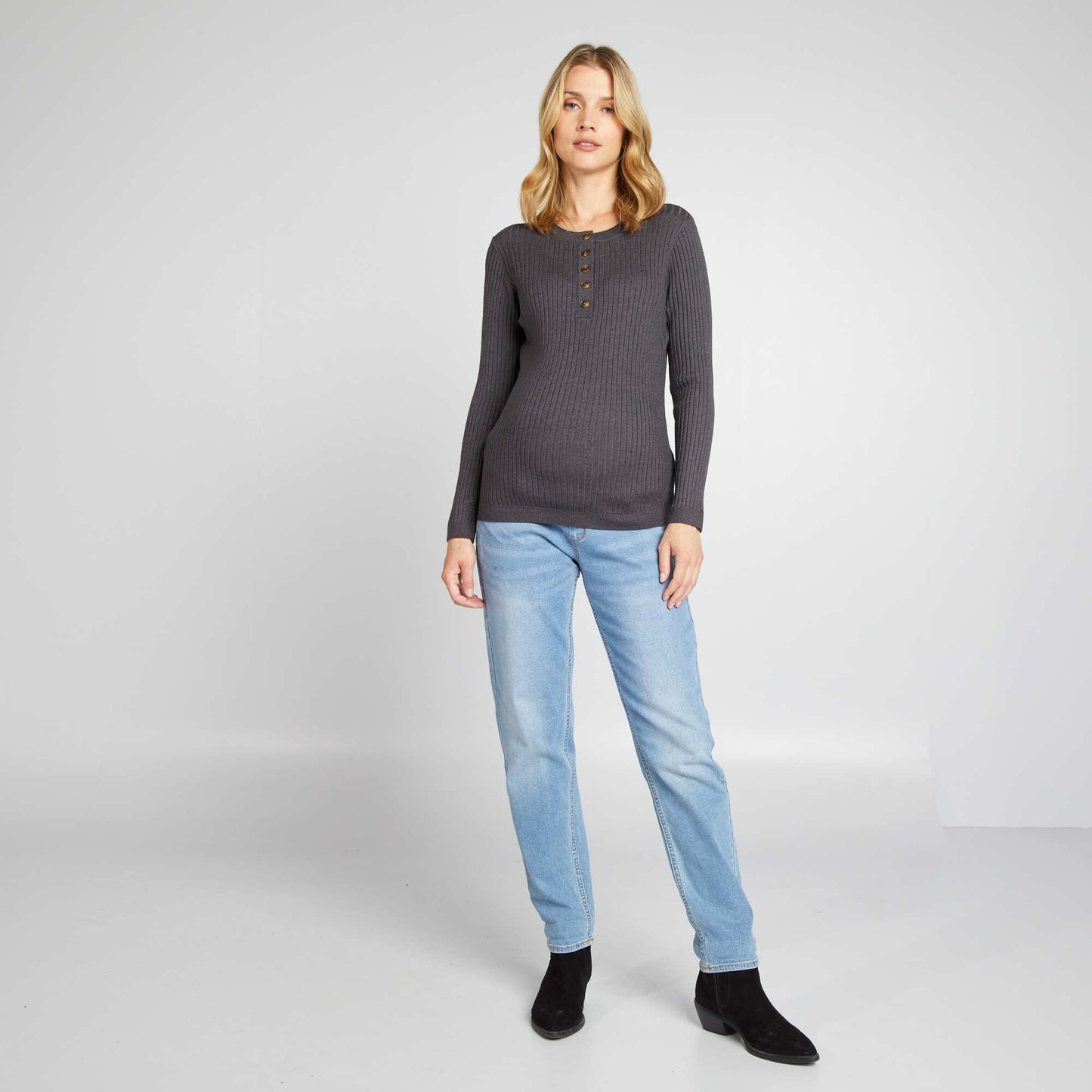 Sweater de lactancia de punto fino GRIS