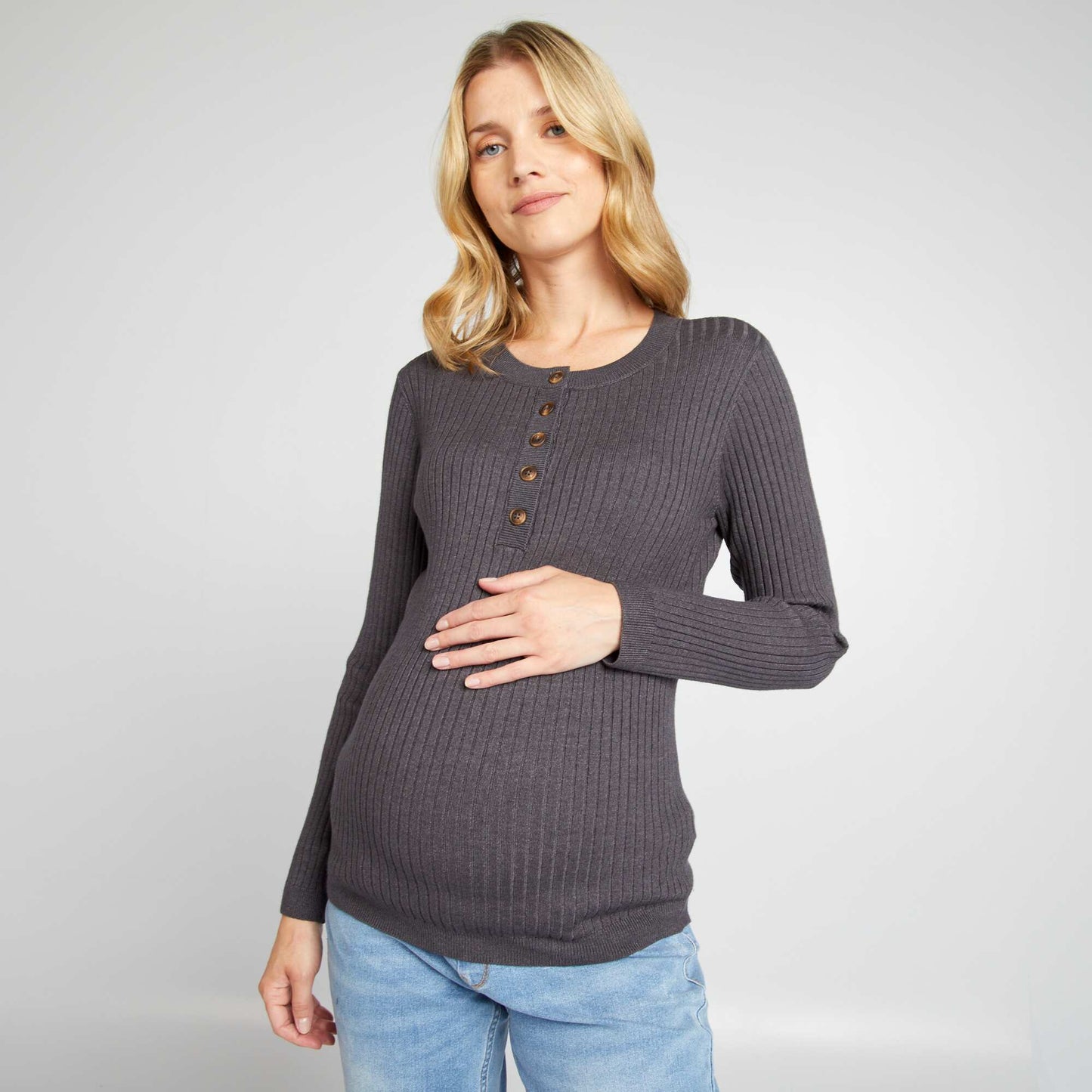 Sweater de lactancia de punto fino GRIS