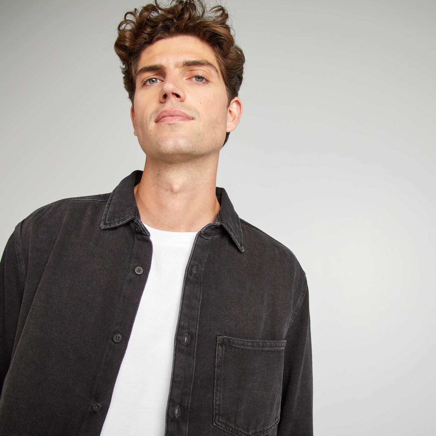 Camisa clásica lisa vaquera GRIS
