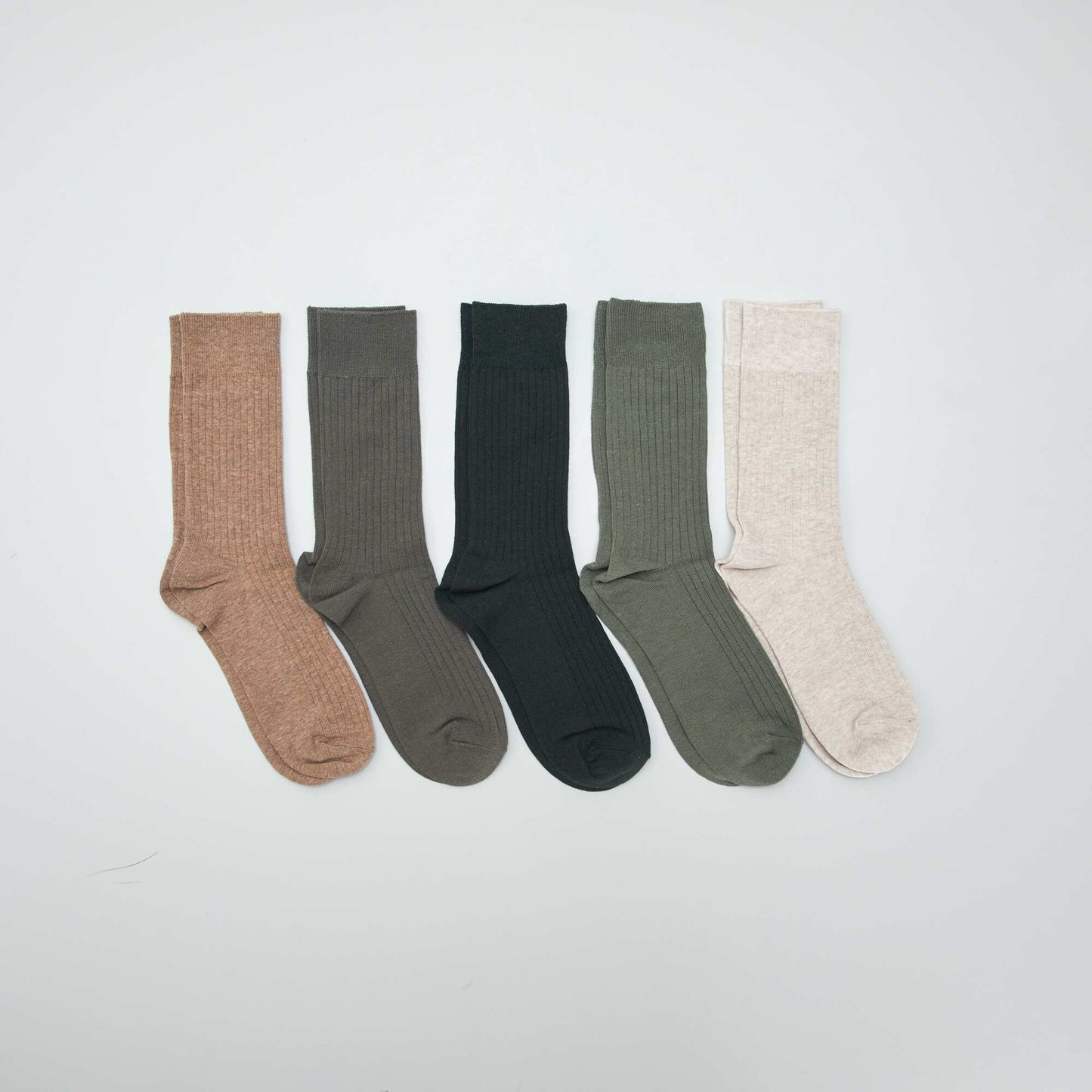 Pack de 5 medias de canalé KAKI