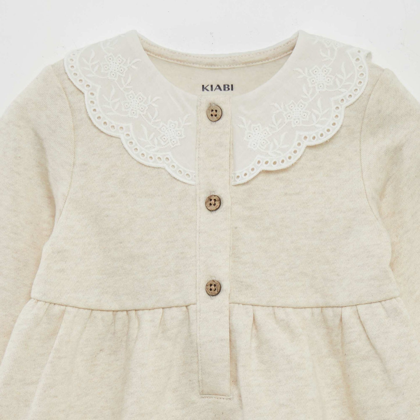 Vestido con cuello bordado BEIGE