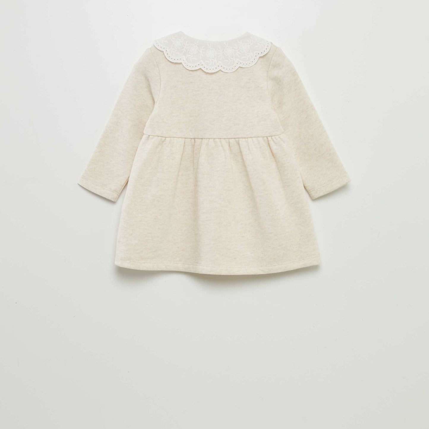 Vestido con cuello bordado BEIGE