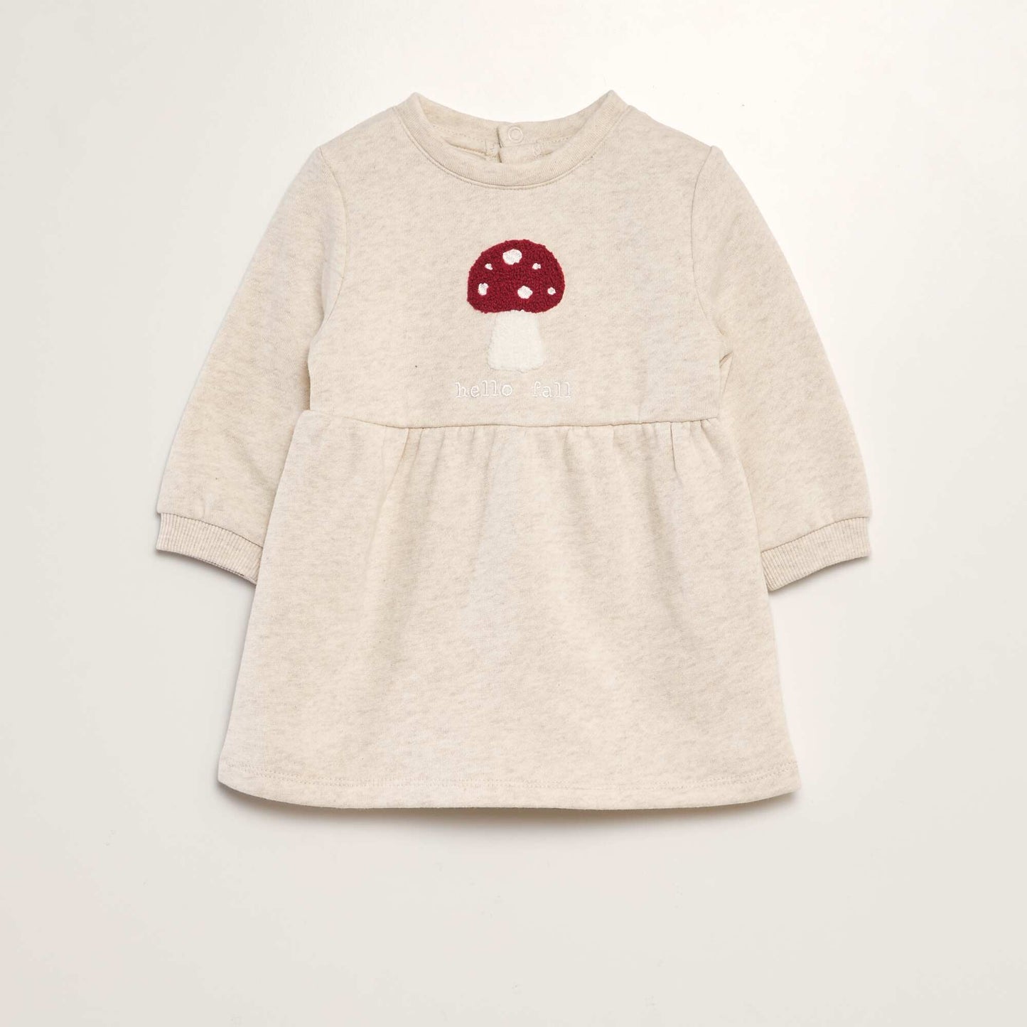 Vestido evasé de tejido de chándal BEIGE