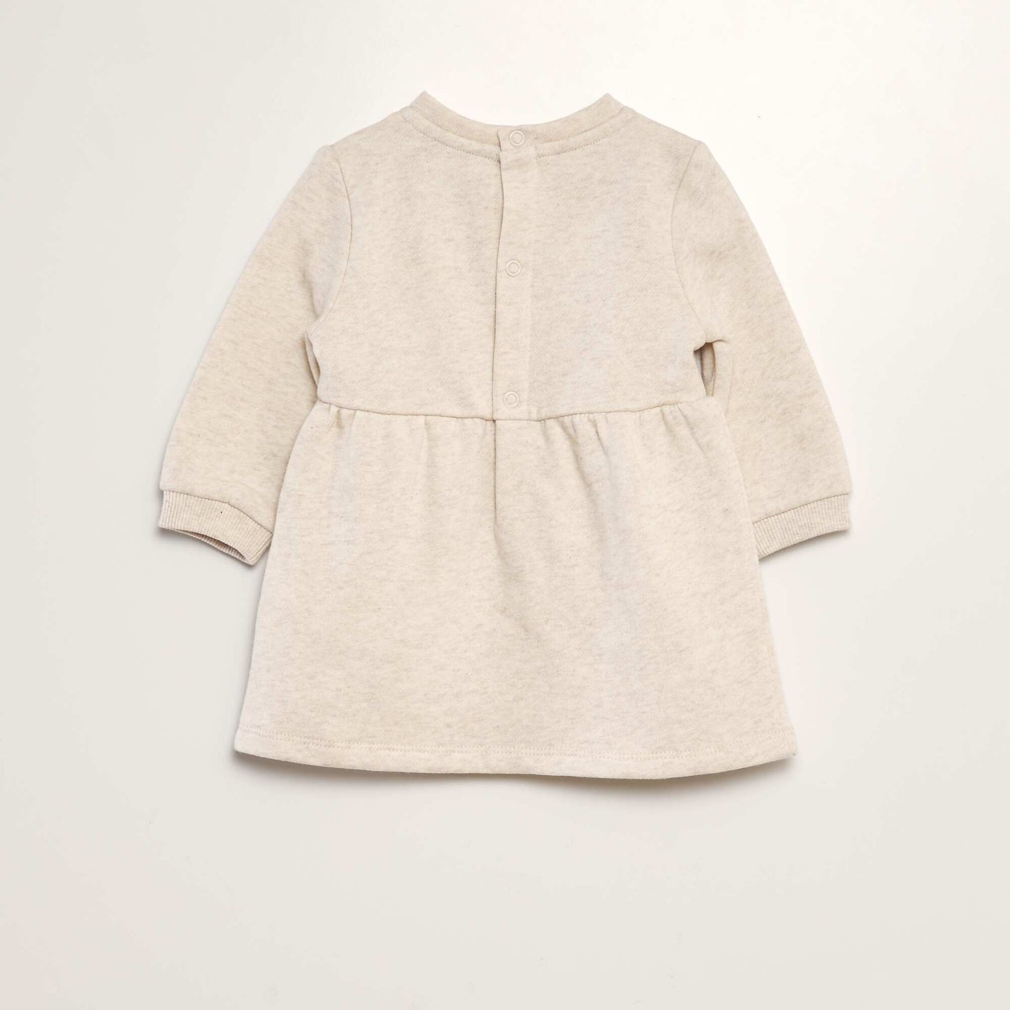 Vestido evasé de tejido de chándal BEIGE