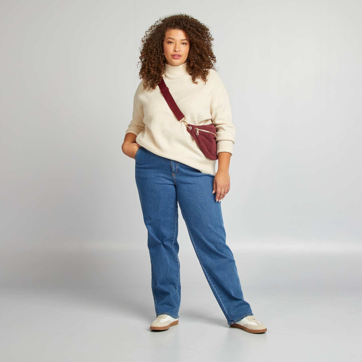 Sweater largo de punto suave BEIGE