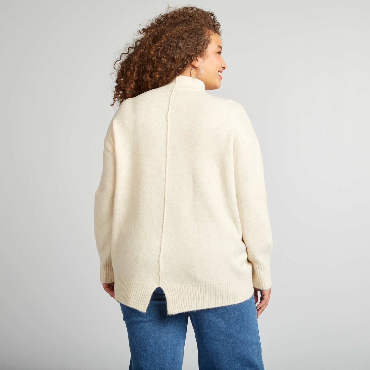 Sweater largo de punto suave BEIGE