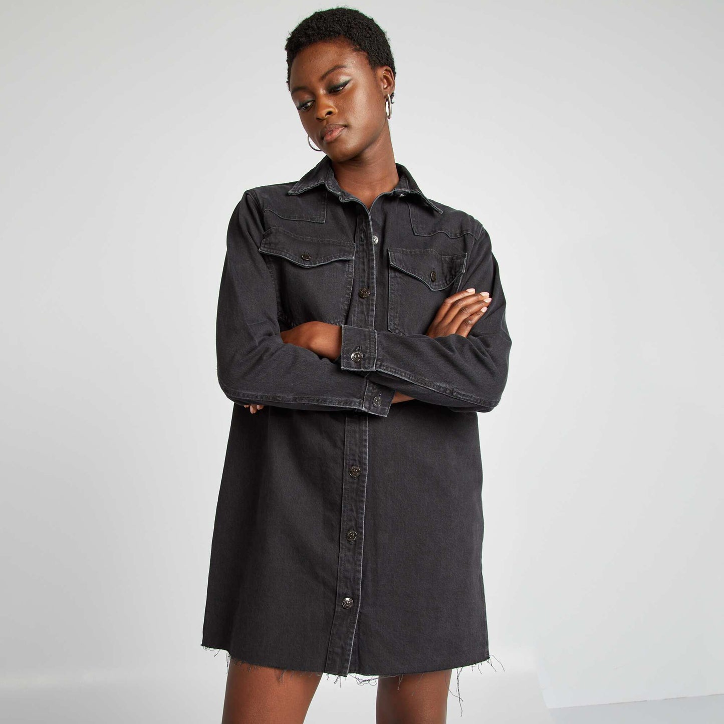 Vestido camisero jean GRIS
