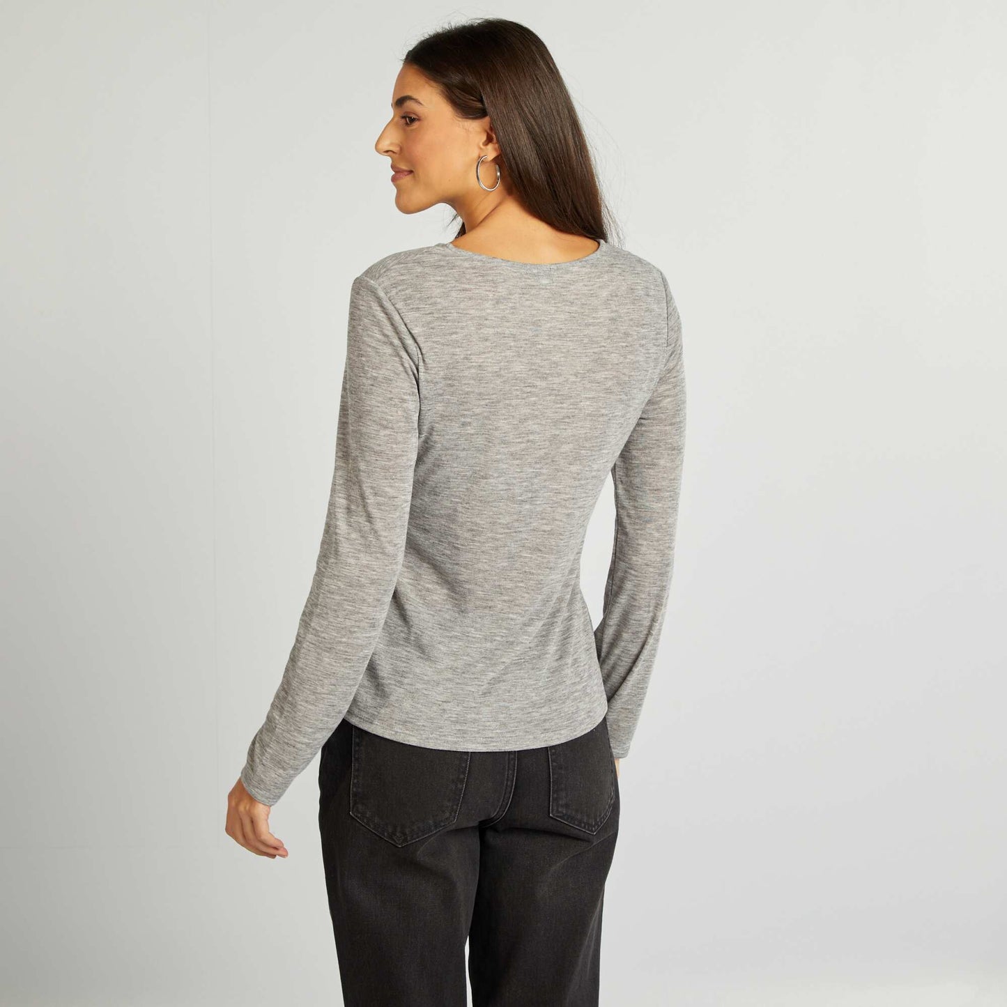 Camiseta vaporosa de punto torcido GRIS