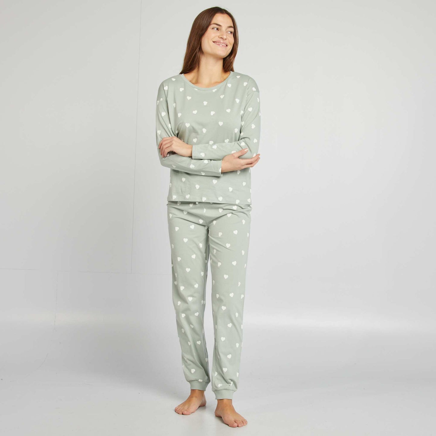 Conjunto de pijama con camiseta + pantalón estampado VERDE