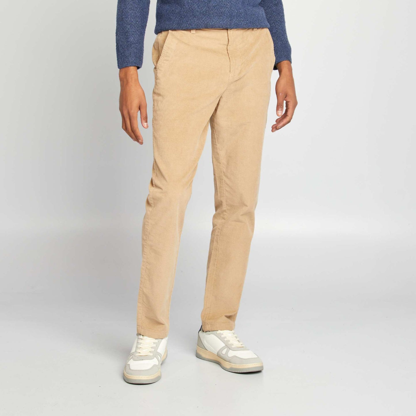 Pantalón chino recto de pana BEIGE