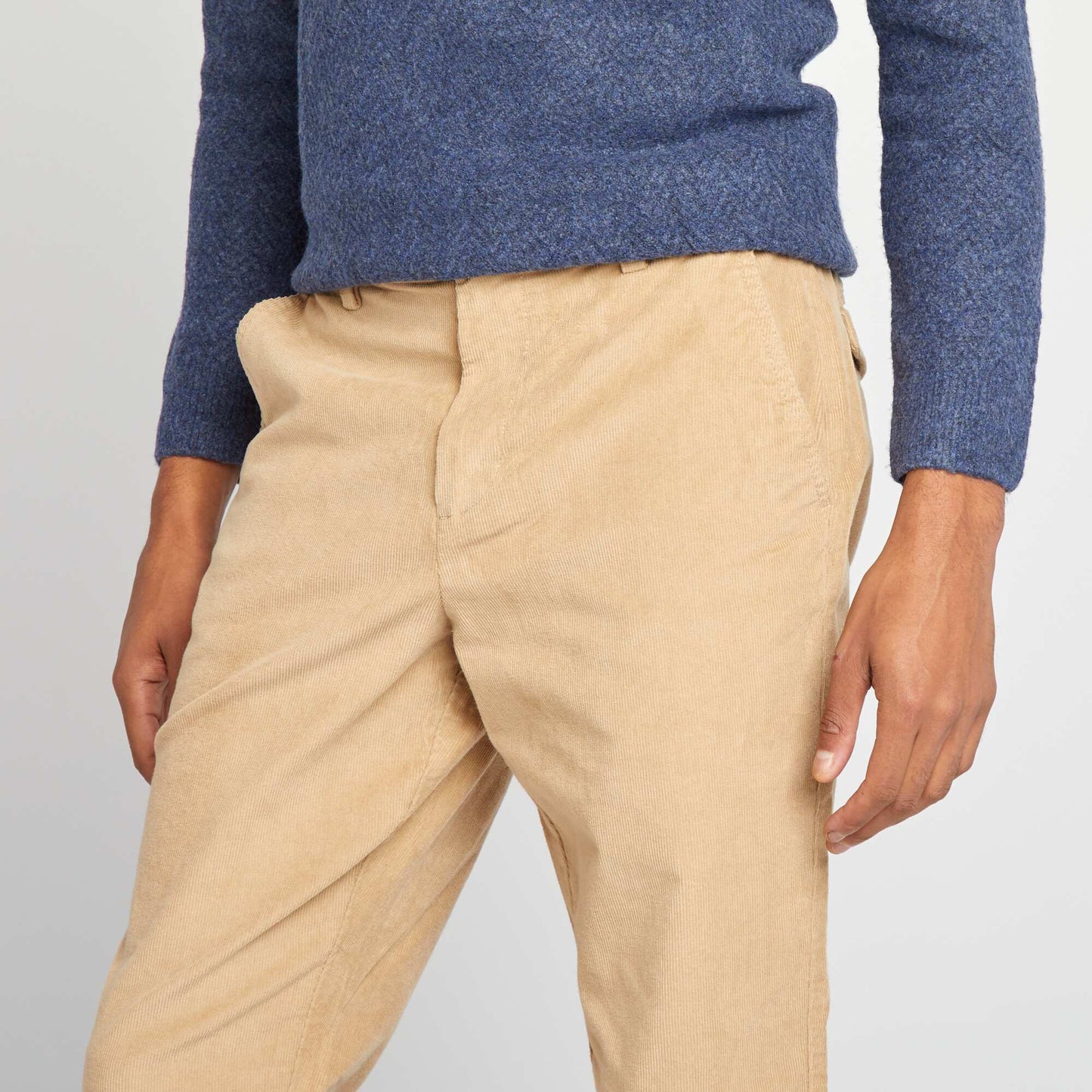 Pantalón chino recto de pana BEIGE