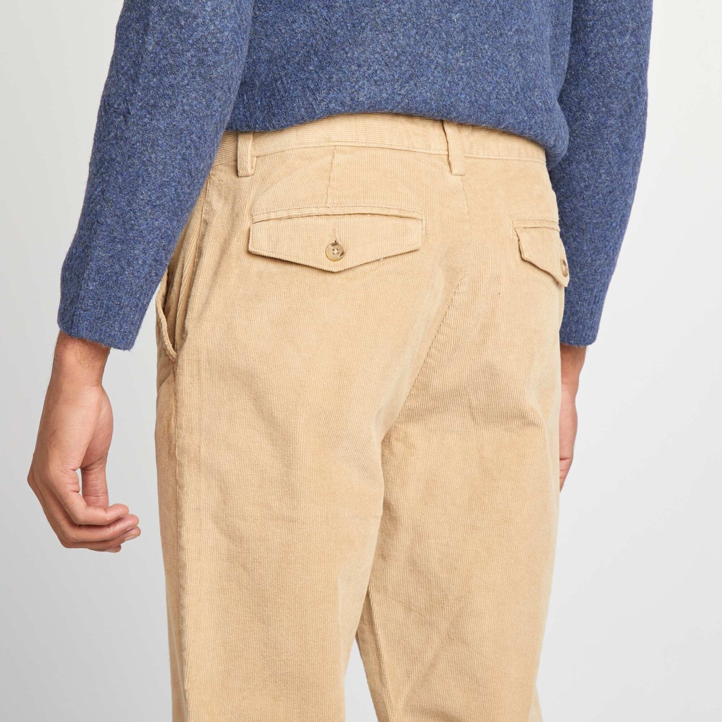 Pantalón chino recto de pana BEIGE