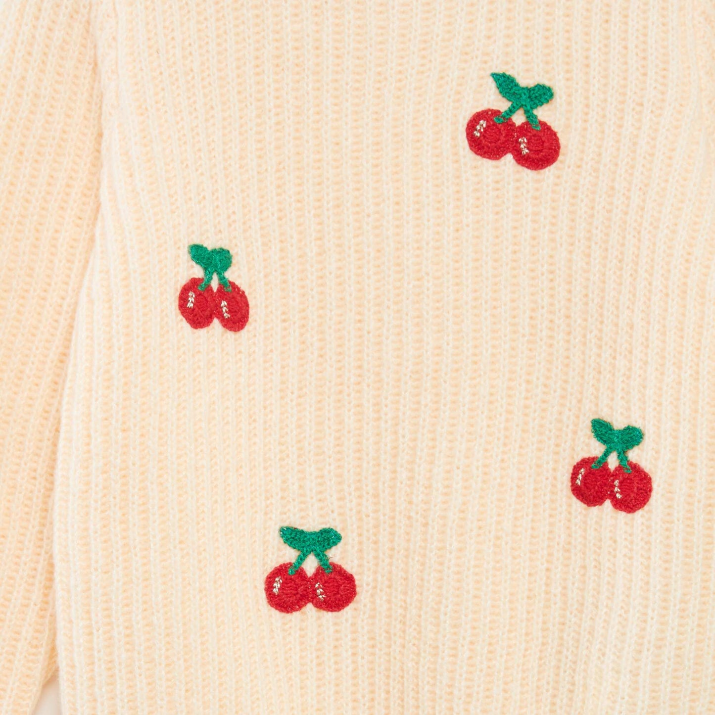 Sweater holgado con parches de cereza BEIGE