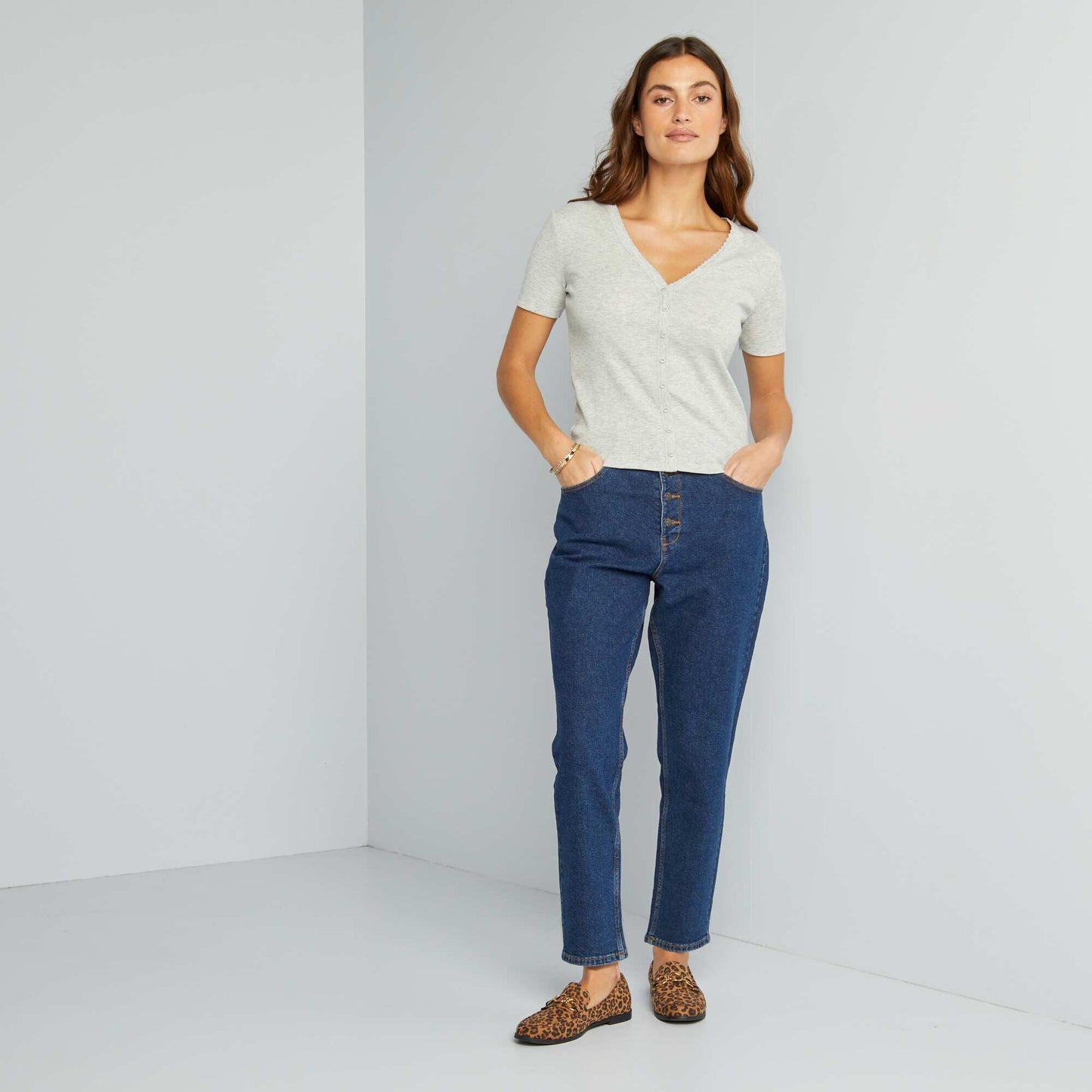 Camiseta de canalé de fantasía GRIS