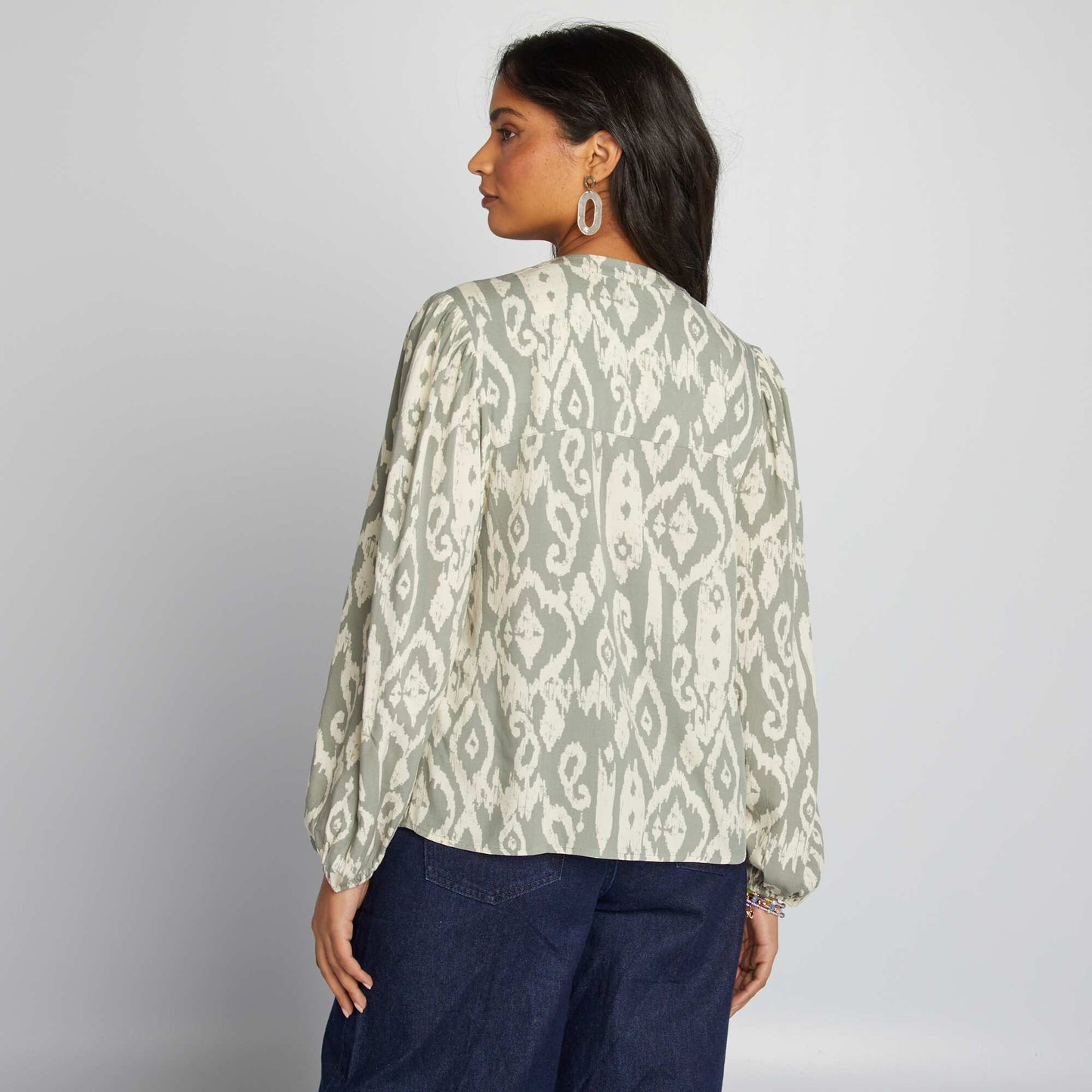 Blusa vaporosa estampada VERDE