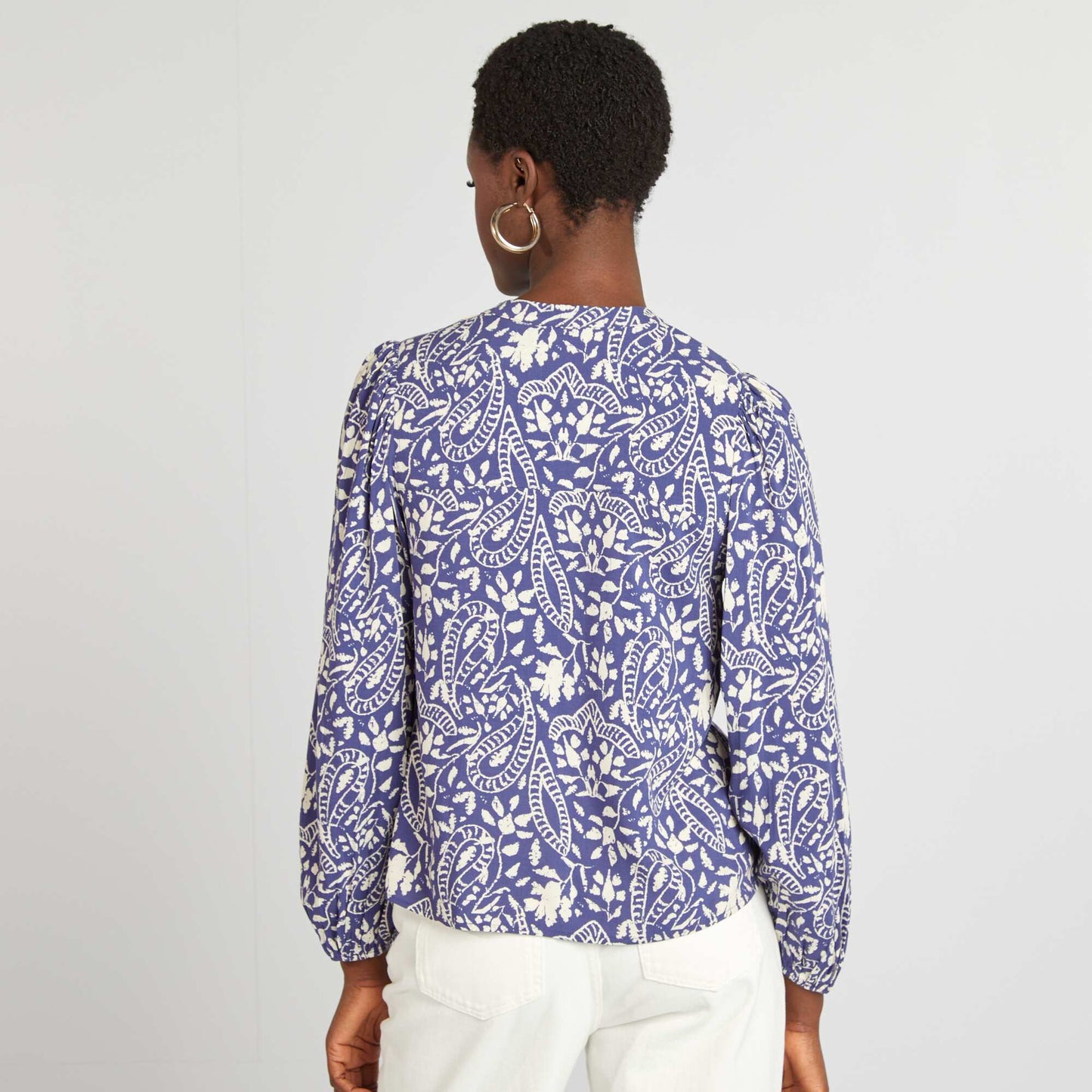 Blusa vaporosa estampada AZUL