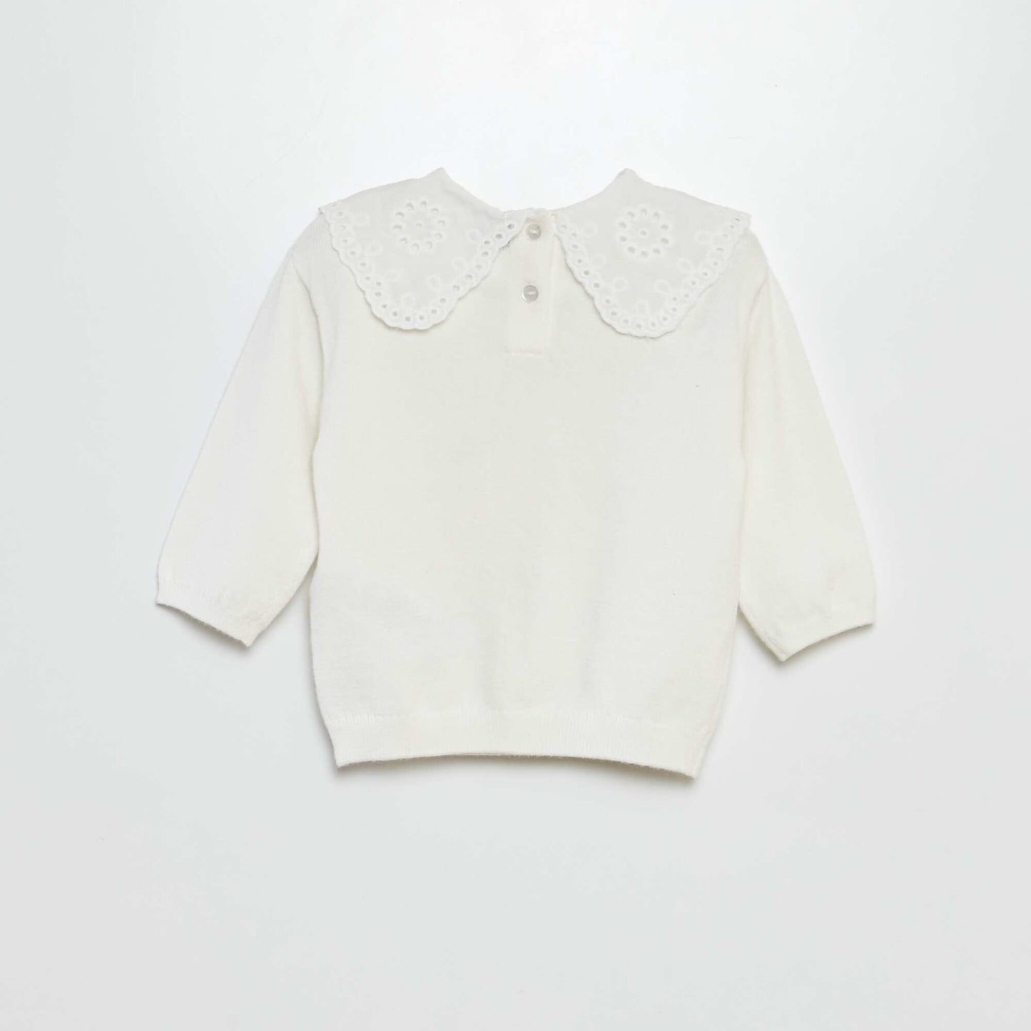 Sweater de punto con cuello bordado BLANCO