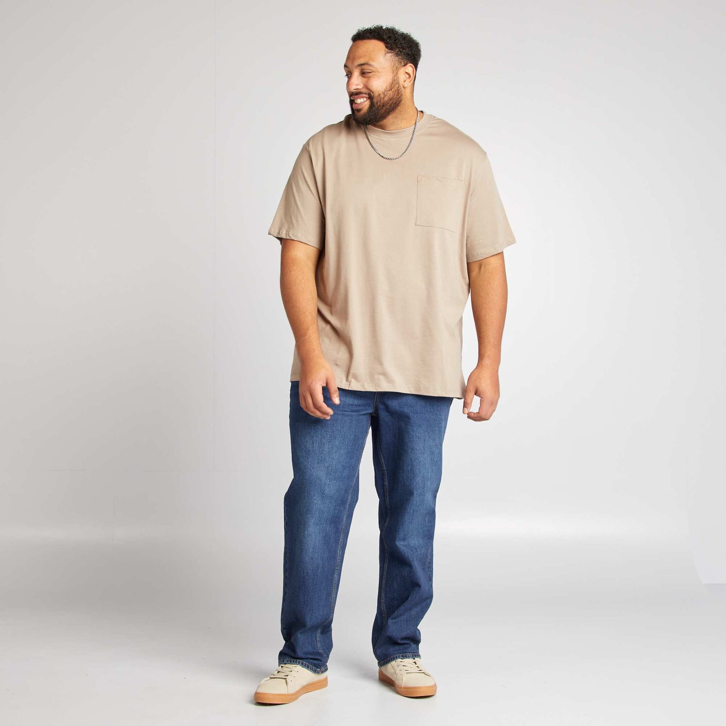 Camiseta de manga corta con bolsillo en el pecho BEIGE
