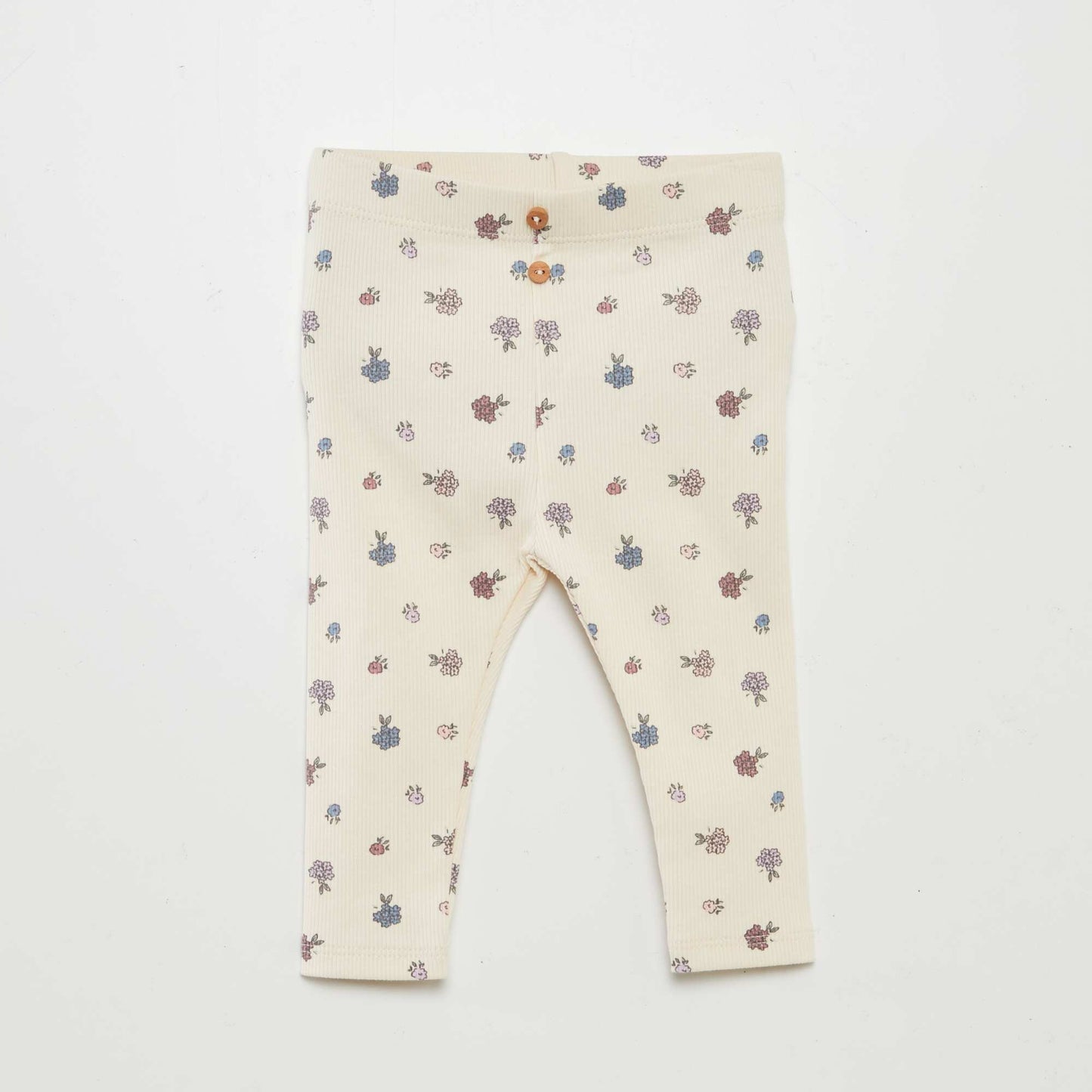Legging de canalé con botones BLANCO