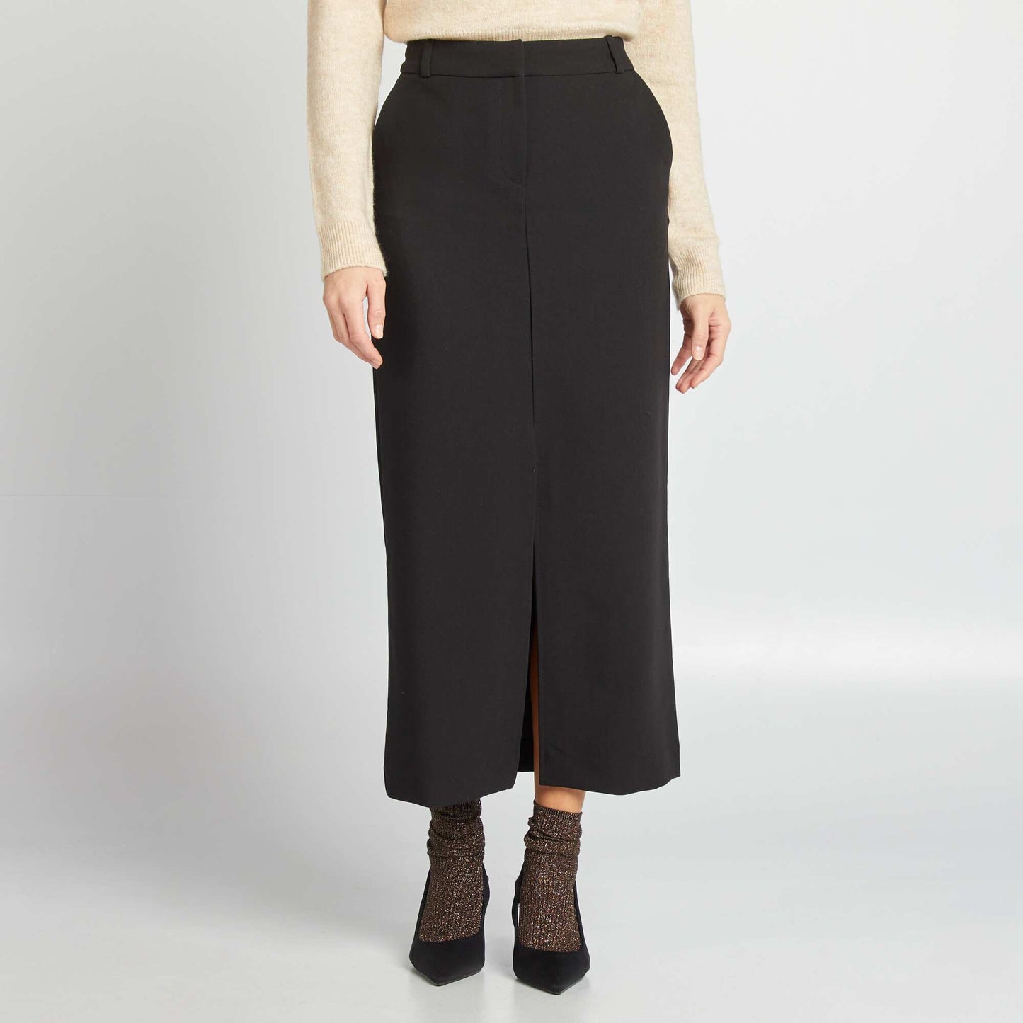 Falda midi NEGRO