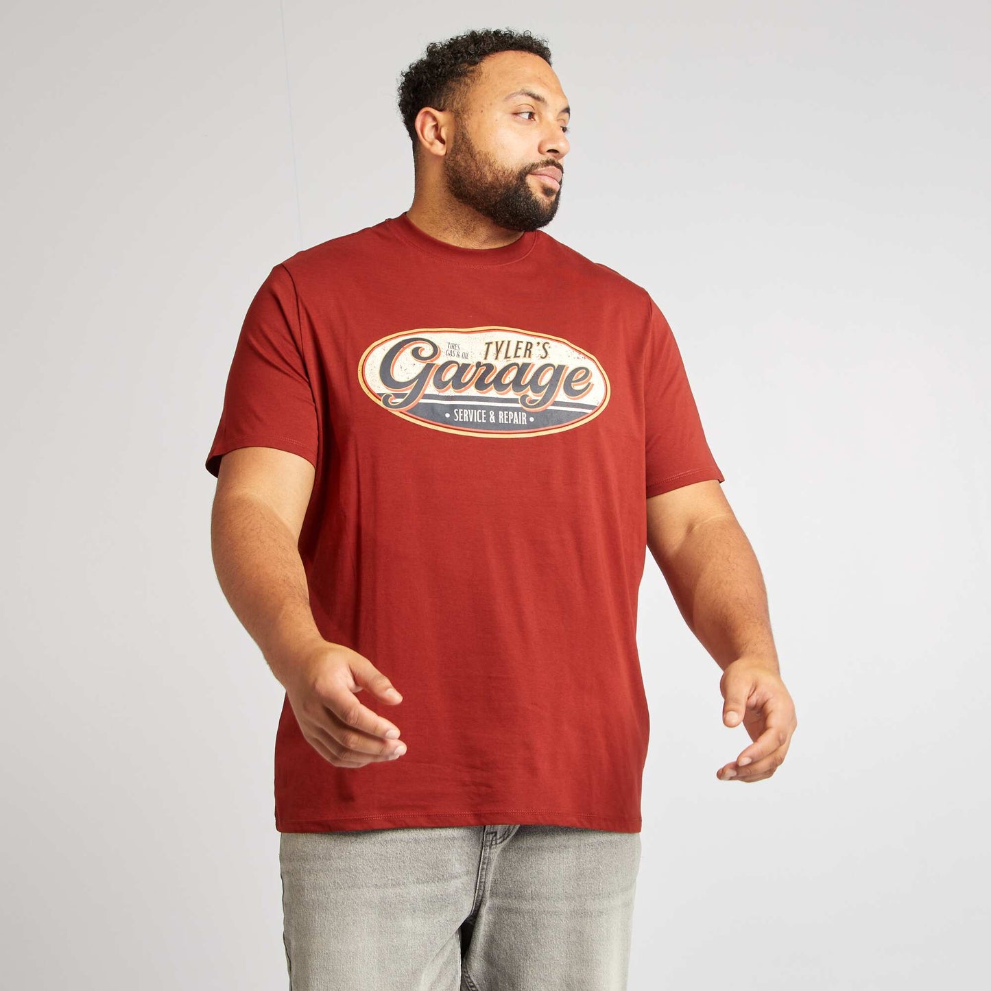Camiseta estampada de manga corta ROJO
