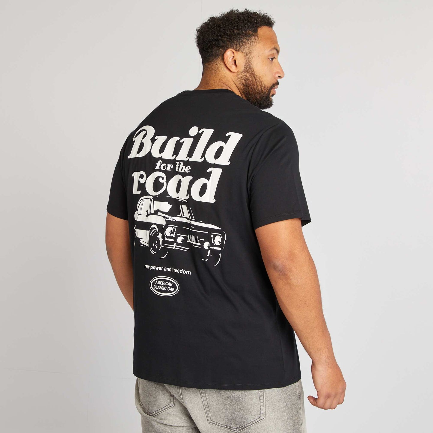 Camiseta estampada de manga corta NEGRO
