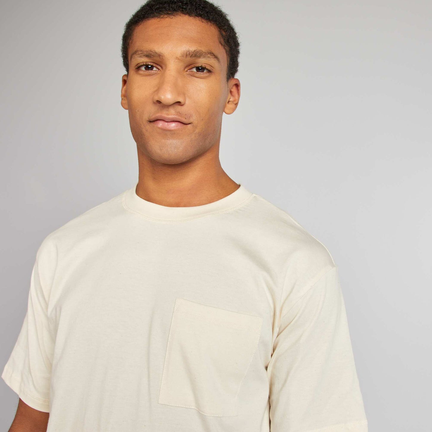 Camiseta lisa con bolsillo en el pecho BLANCO