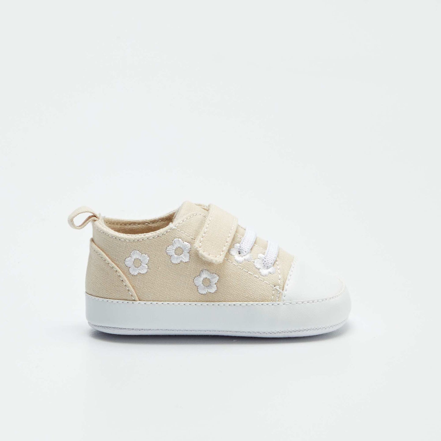 Zapatillas bajas de tela con velcros BEIGE