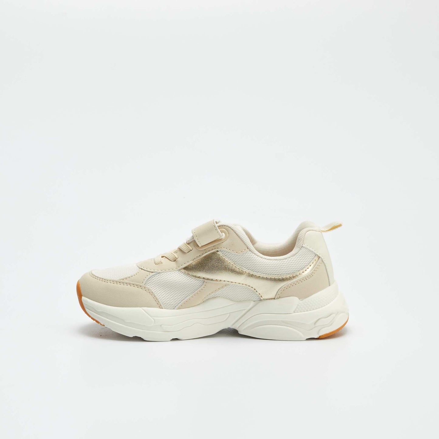 Zapatillas en dos materiales con velcro BEIGE
