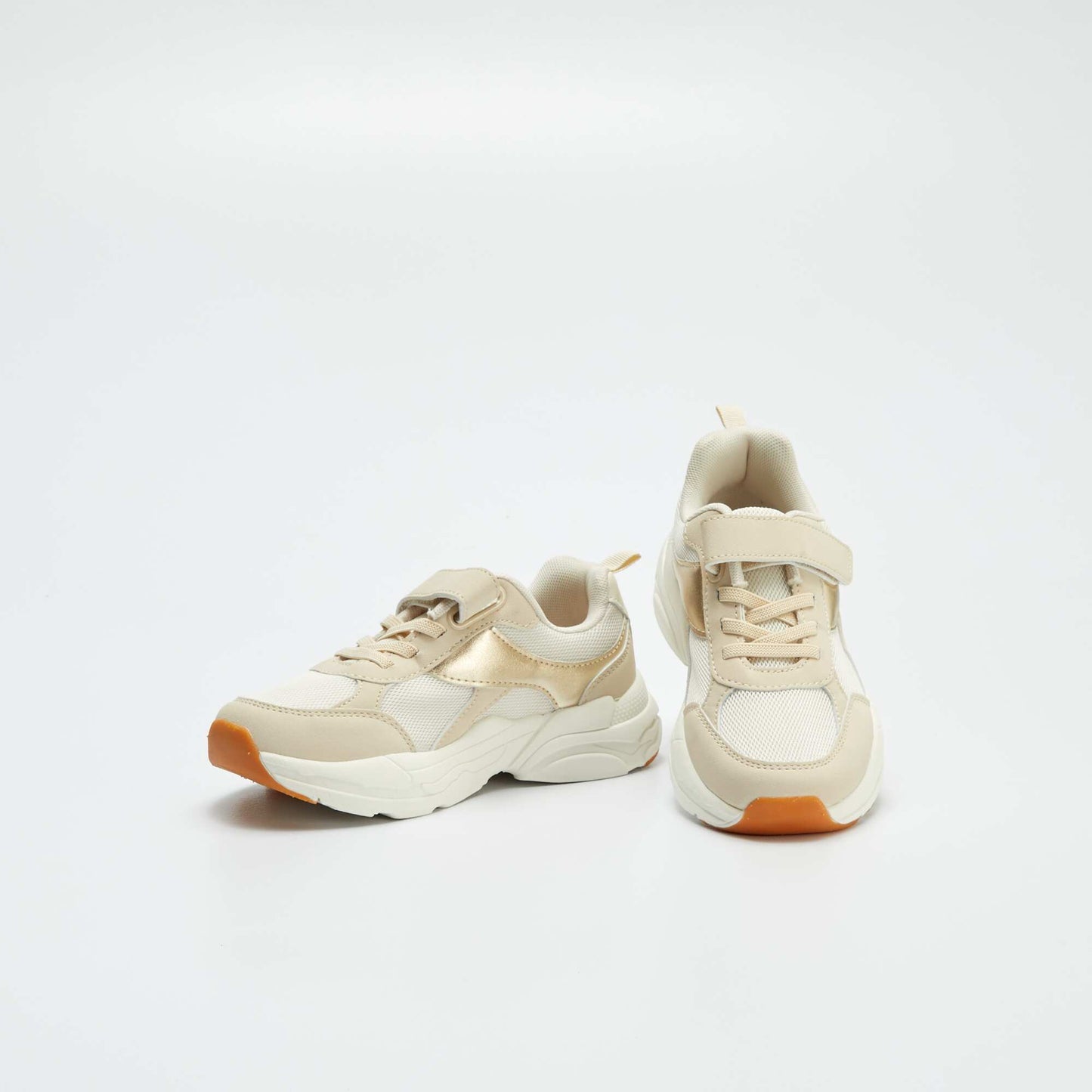 Zapatillas en dos materiales con velcro BEIGE