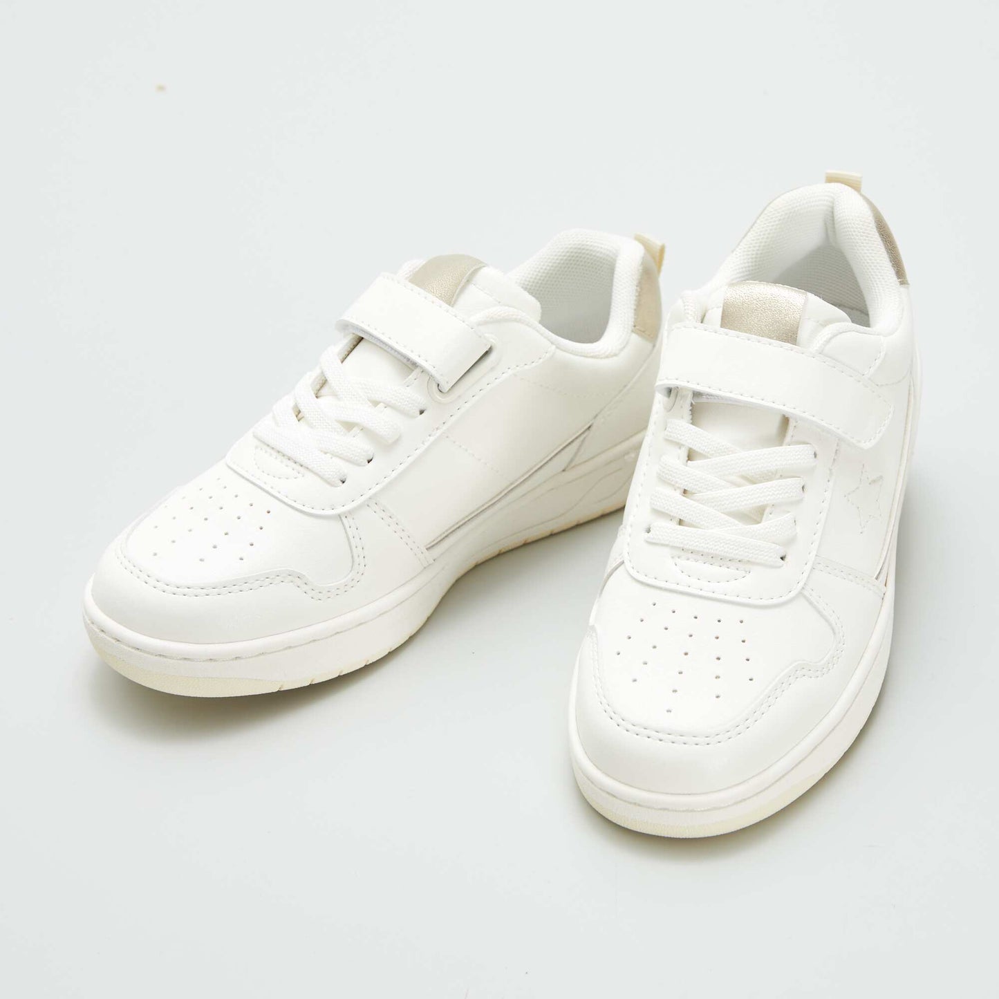 Zapatillas deportivas bajas con velcros y cordones BLANCO