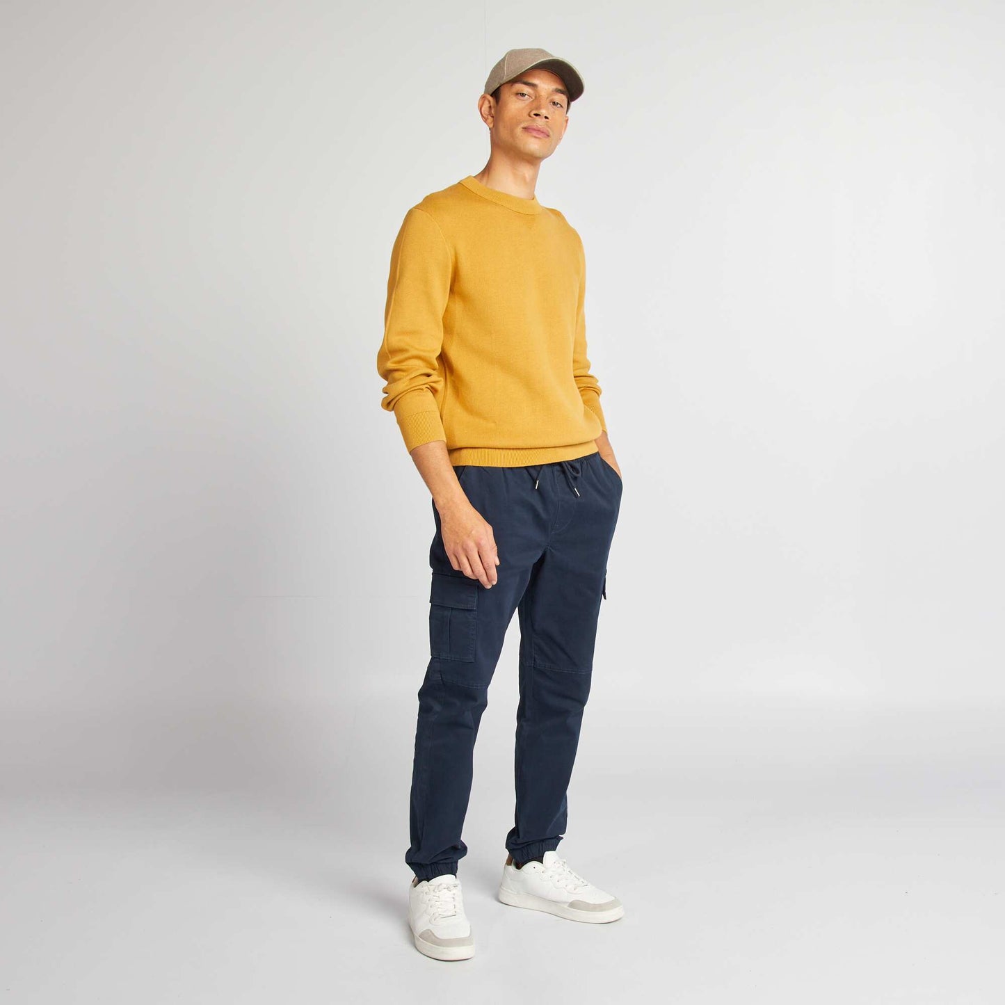 Pantalón con múltiples bolsillos con cintura elástica + cordones AZUL