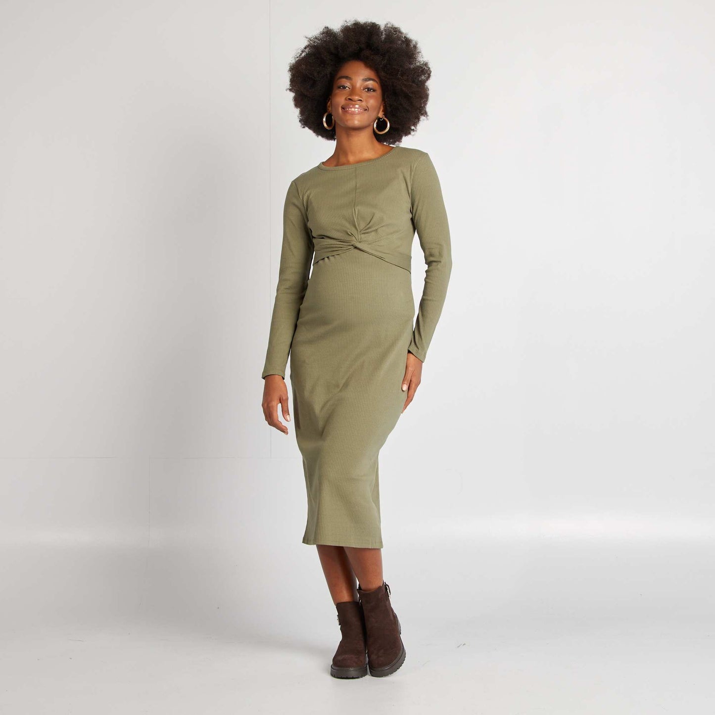 Vestido maternidad de canalé VERDE
