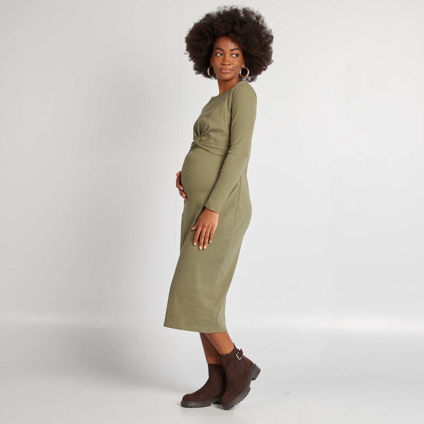 Vestido maternidad de canalé VERDE