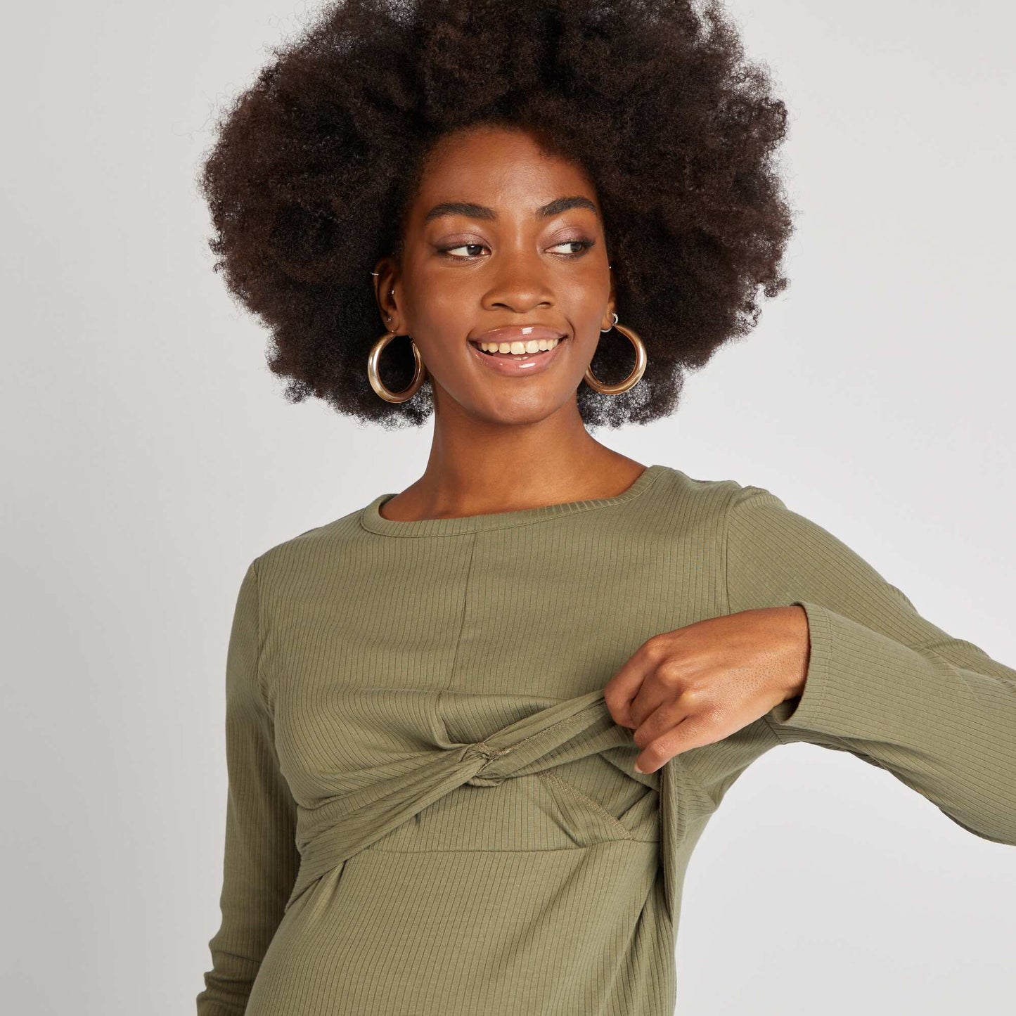 Vestido maternidad de canalé VERDE