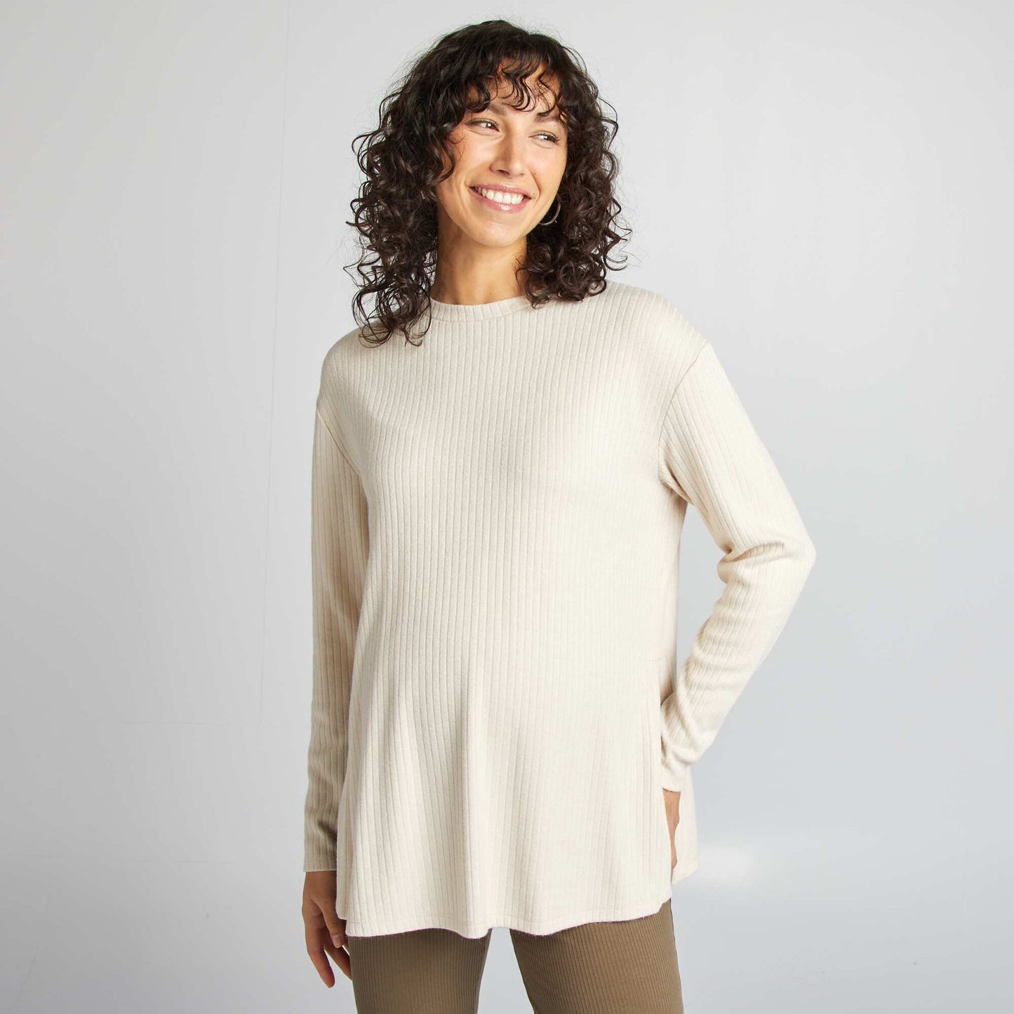Sweater de canalé de maternidad GRIS