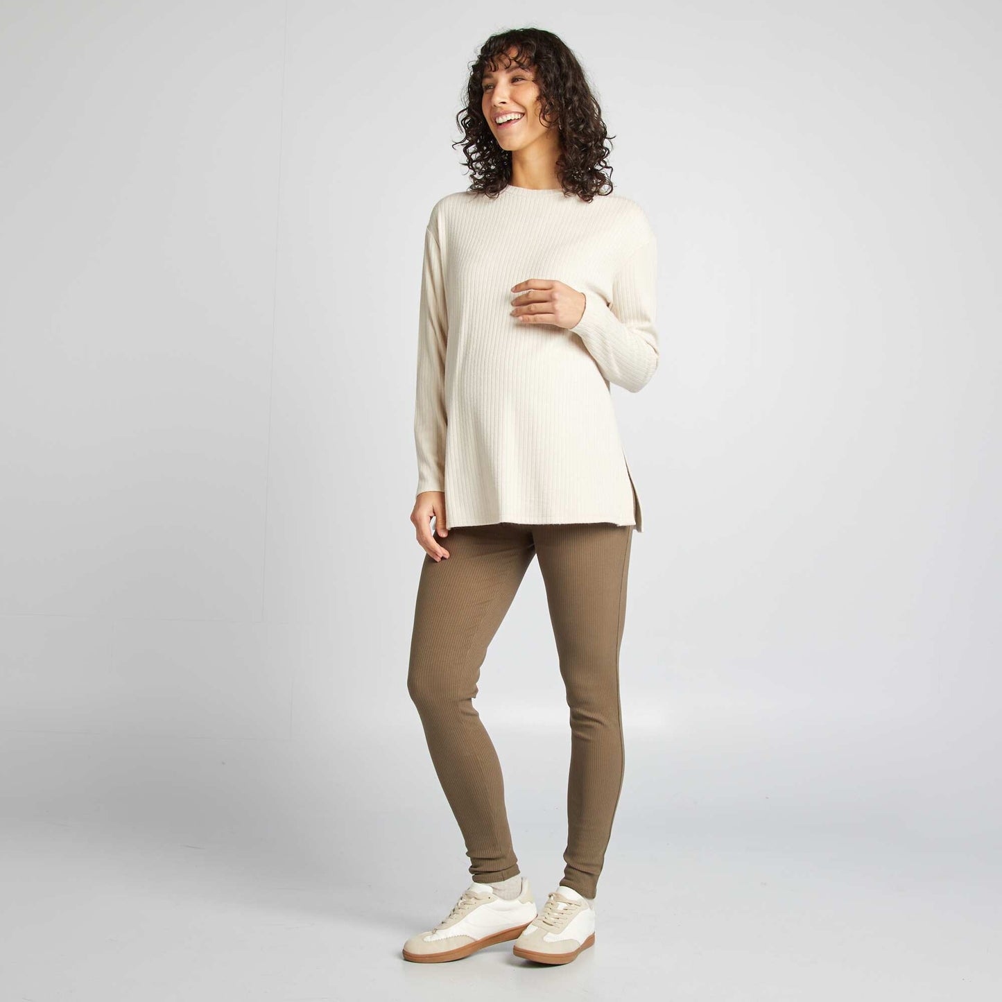 Sweater de canalé de maternidad GRIS