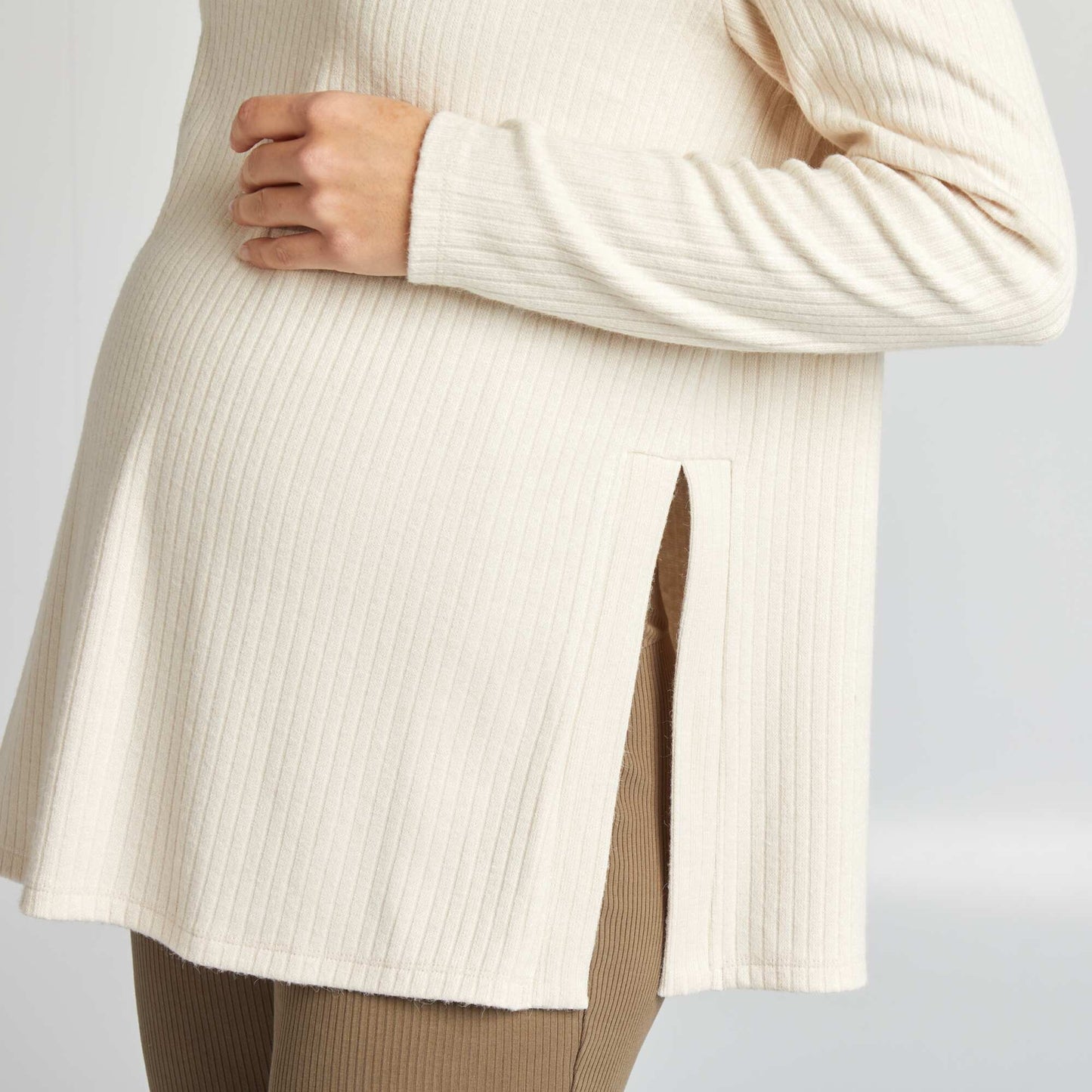 Sweater de canalé de maternidad GRIS