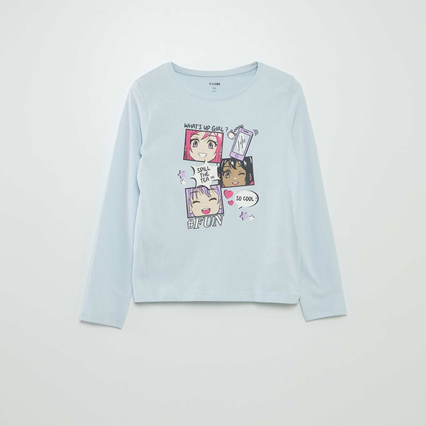 Camiseta estampada de manga larga AZUL